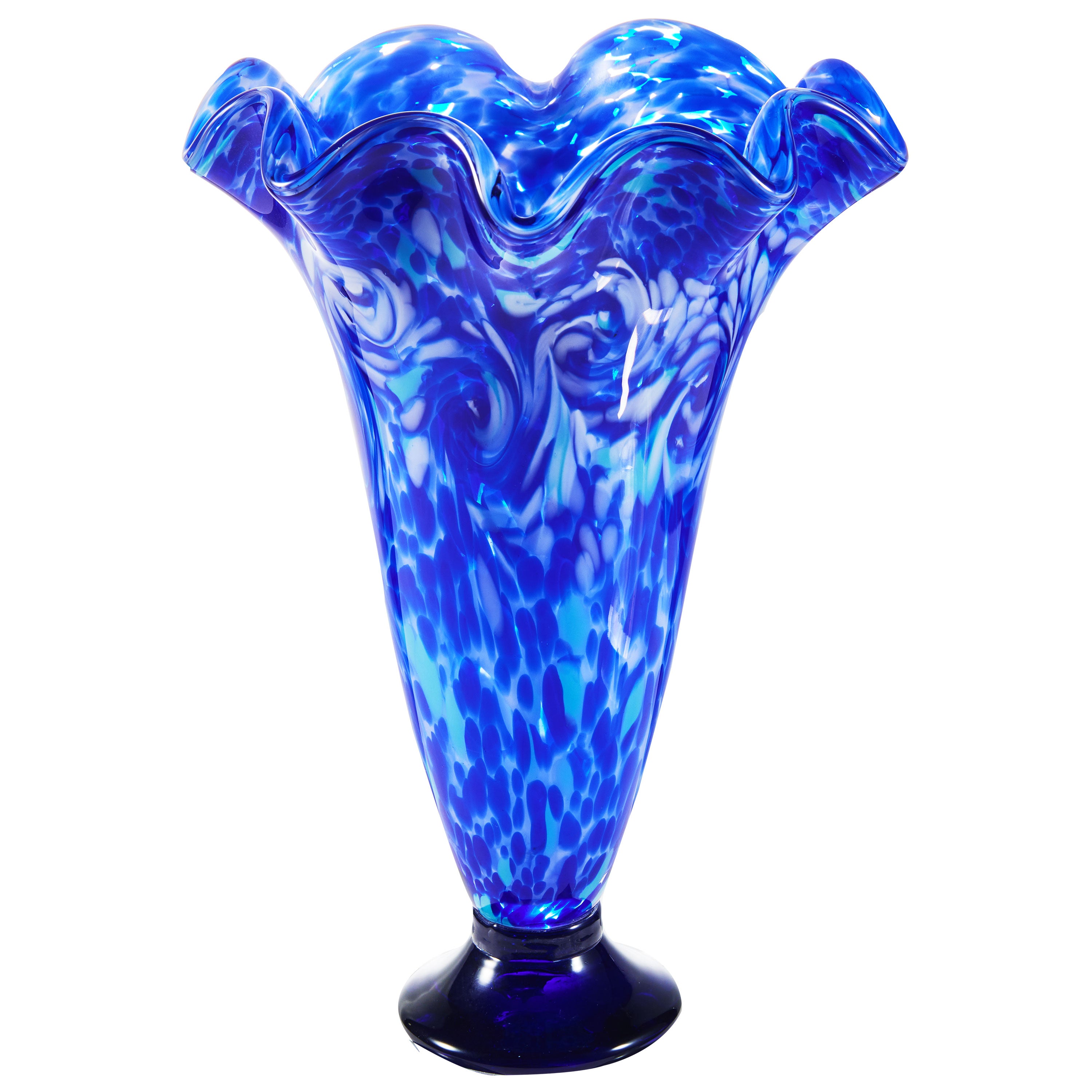 Hand Blown Cobalt Blue Confetti Art Glass Flower Vase – Luxury Lane