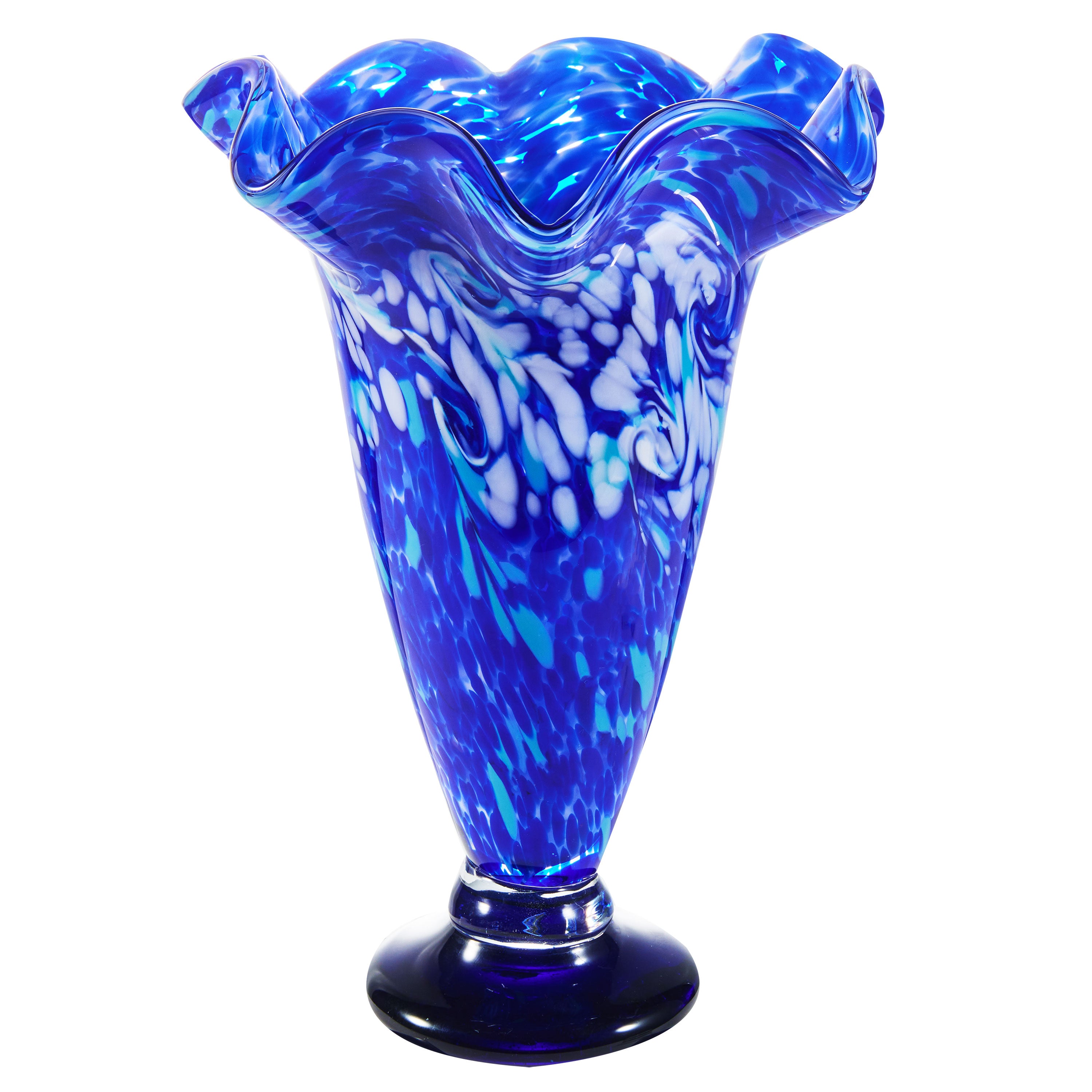Hand Blown Cobalt Blue Confetti Art Glass Flower Vase – Luxury Lane