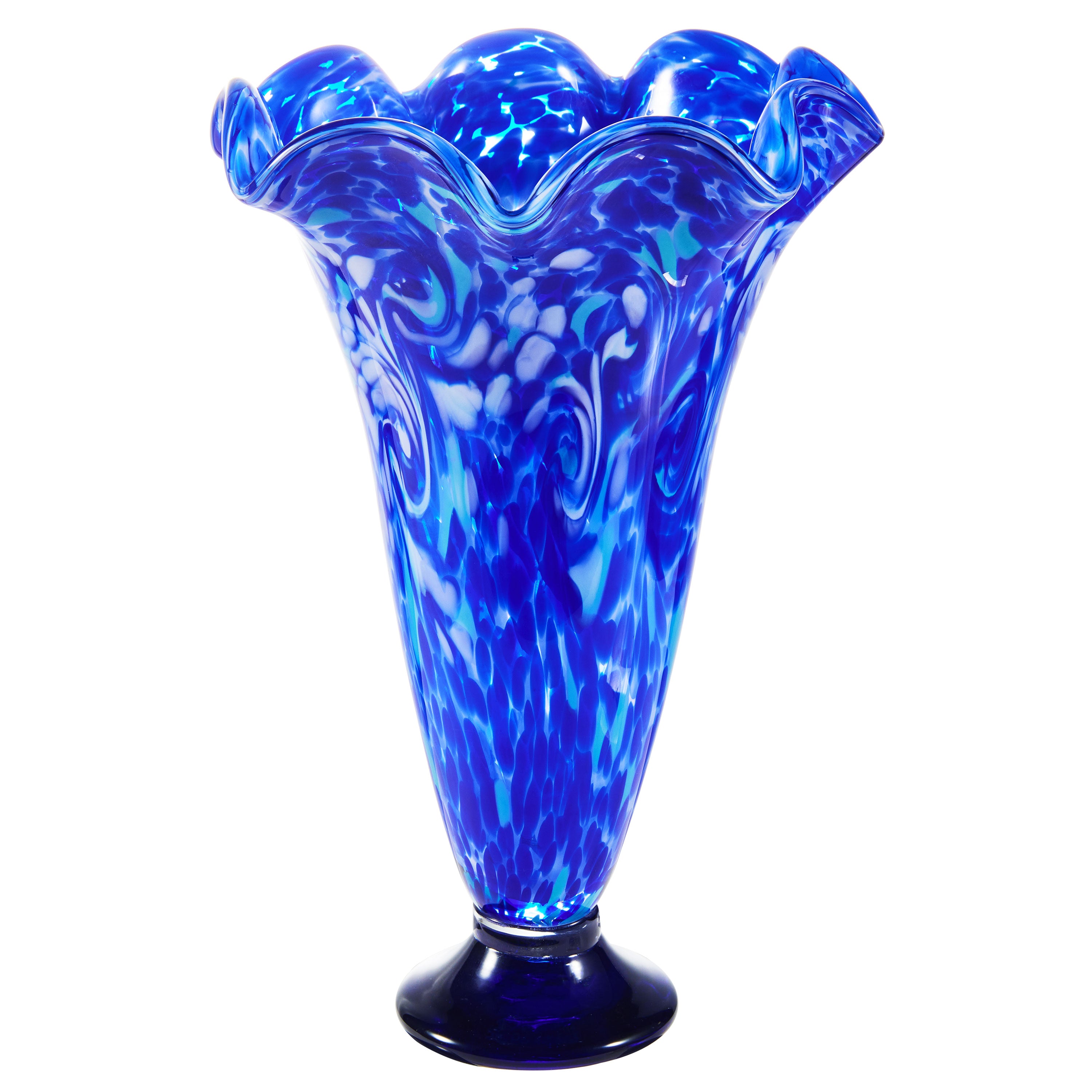 Hand Blown Cobalt Blue Confetti Art Glass Flower Vase – Luxury Lane