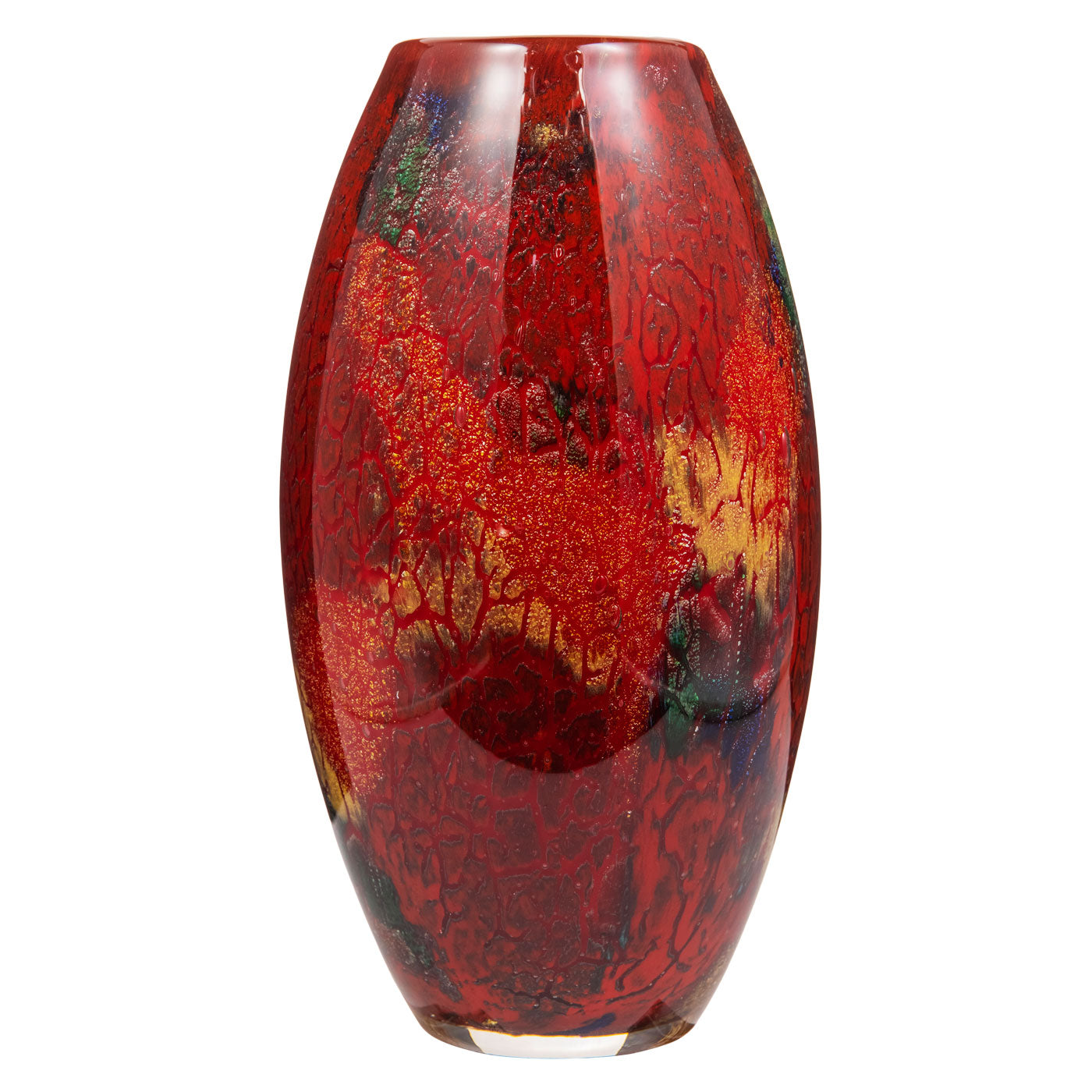 Hand Blown Multicolor Abstract Art Glass Vase 9.5 inch tall