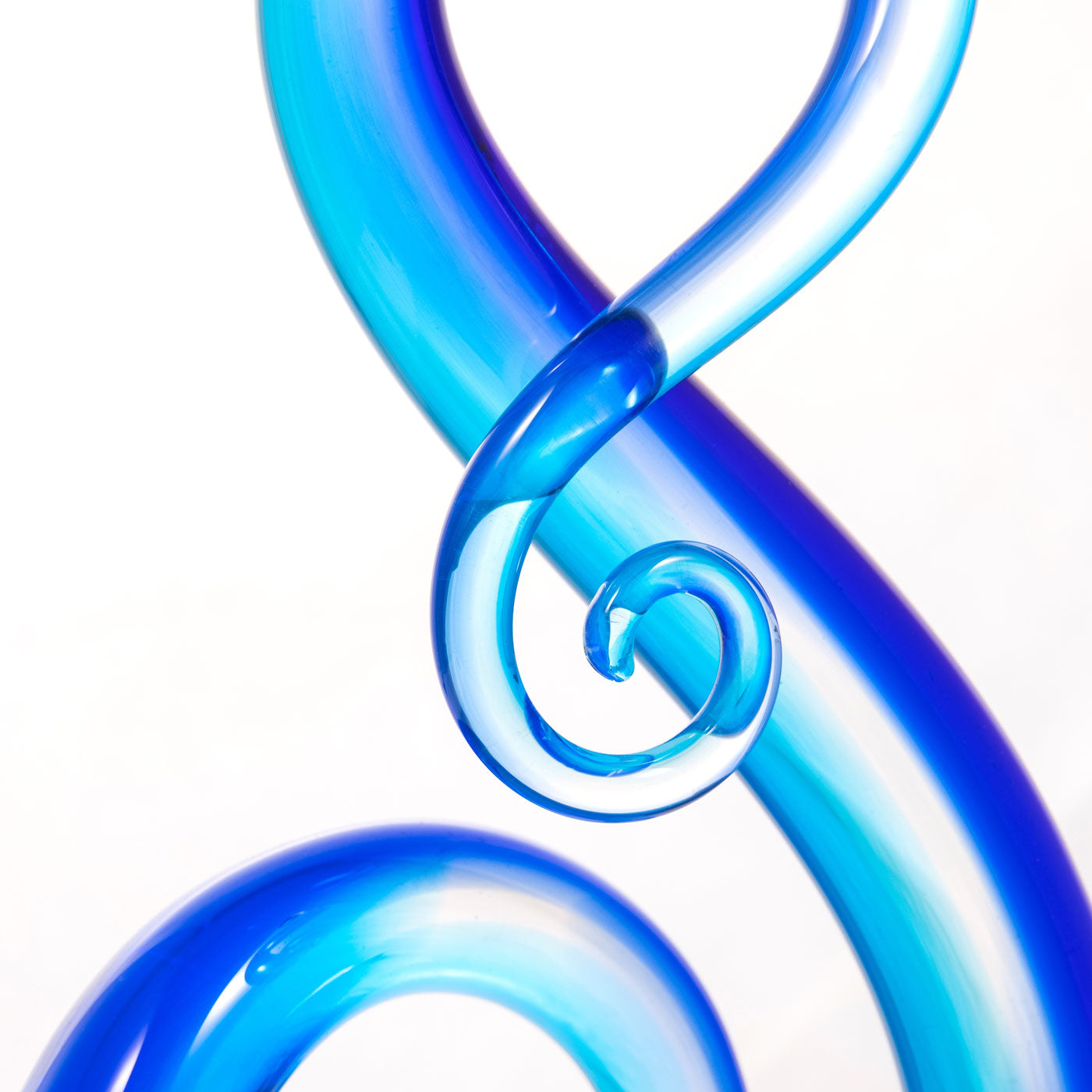 Hand Blown Treble Sommerso Art Glass Sculpture Blue 11-14 inch tall