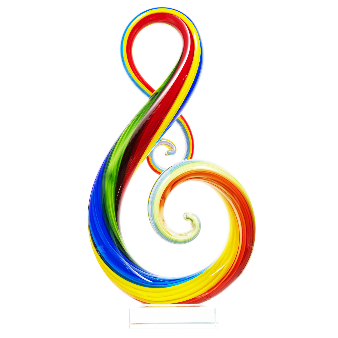 Hand Blown Treble Sommerso Art Glass Sculpture Rainbow 11-14 inch tall