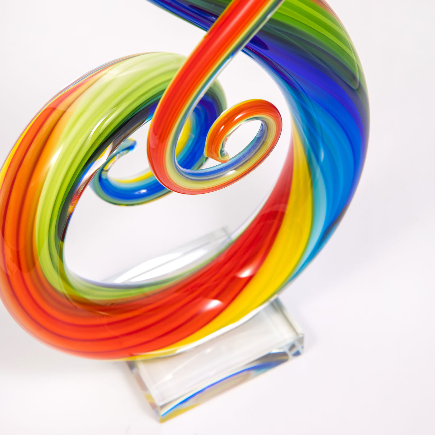 Hand Blown Treble Sommerso Art Glass Sculpture Rainbow 11-14 inch tall