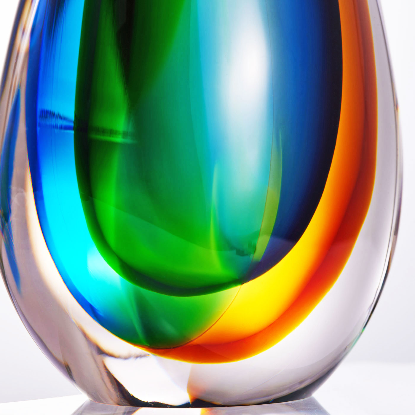 Hand Blown Teardrop Sommerso Art Glass Sculpture 7.5-10 inch tall