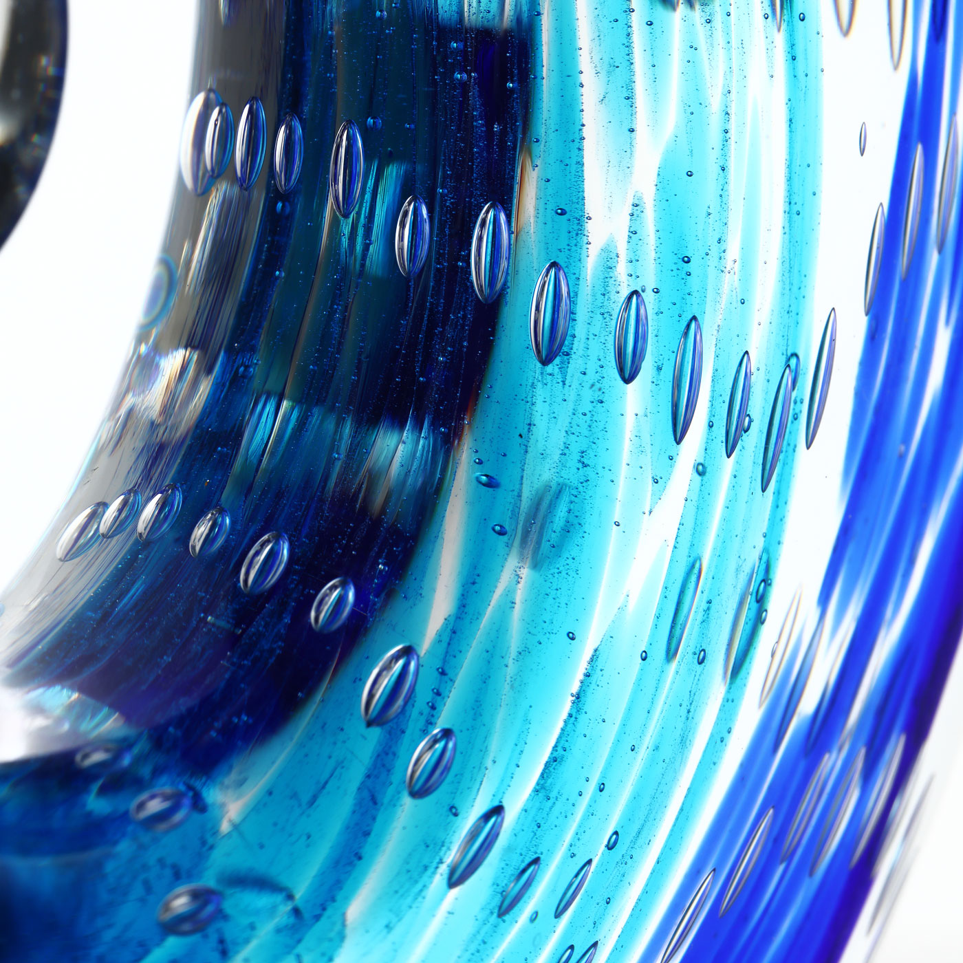 Luxury Lane Hand Blown Ocean Wave Sommerso Art Glass Sculpture 12-16 inch tall