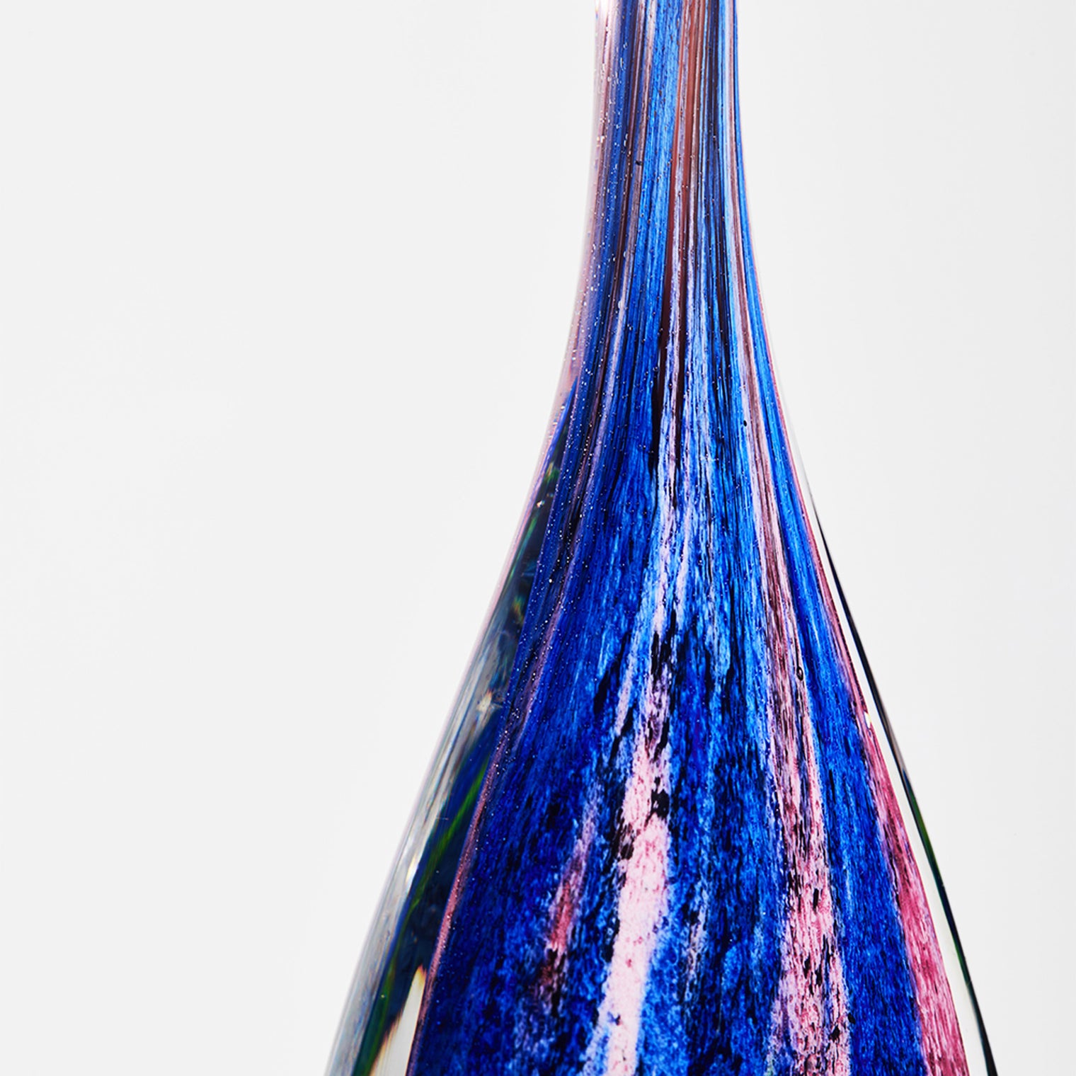 Luxury Lane Hand Blown Abstract Hollow Tear Drop Sommerso Art Glass Sculpture