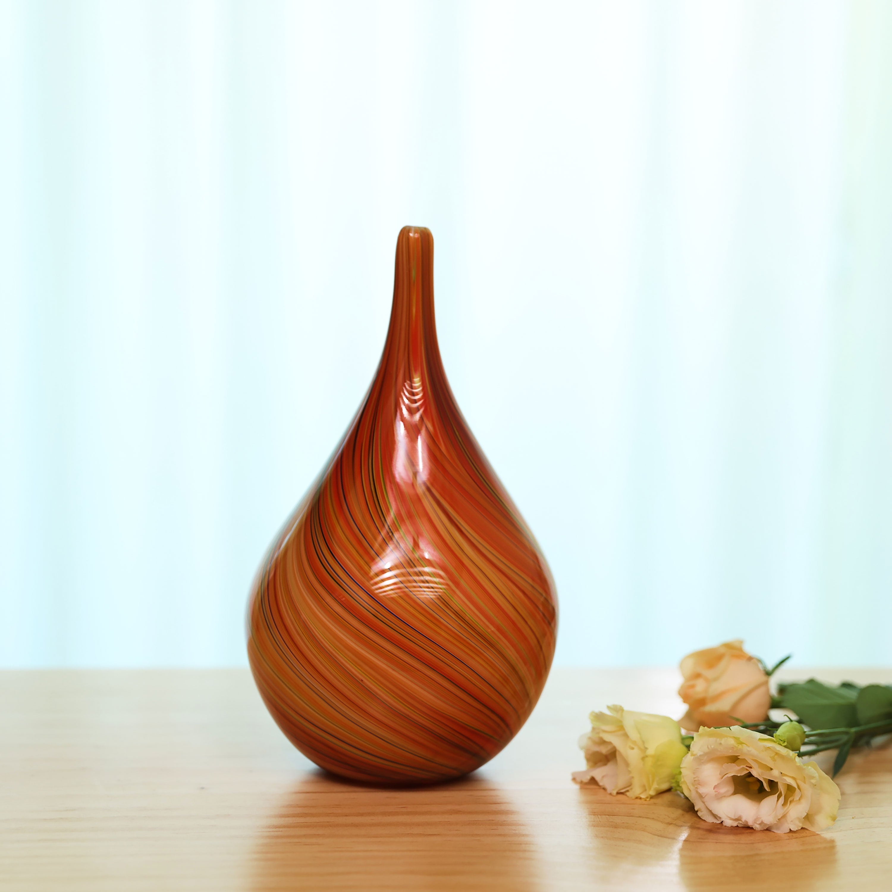 Hand Blown Red Orange Abstract Art Glass Cane Sculpture – Luxury Lane