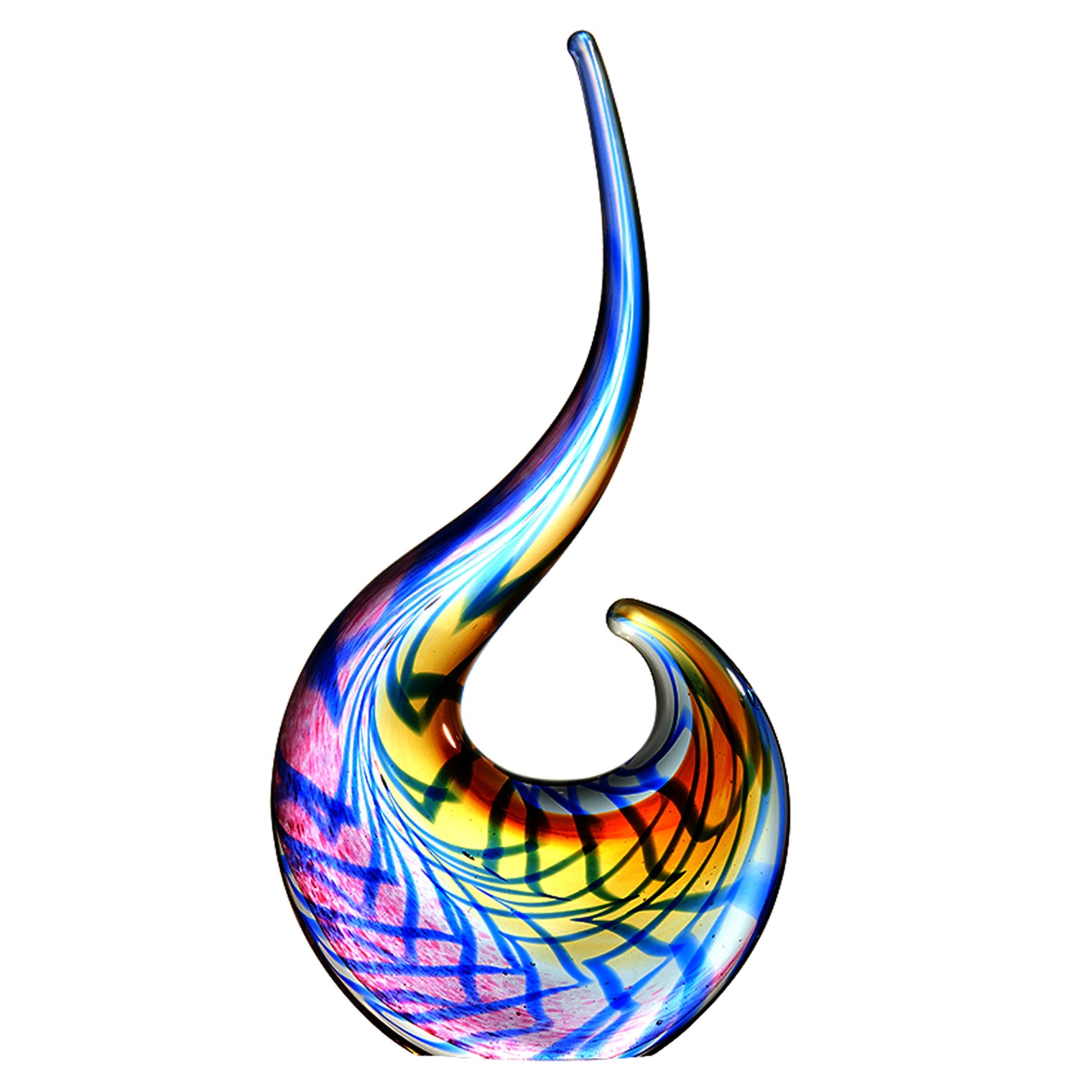 Hand Blown Abstract Sommerso Art Glass Sculpture