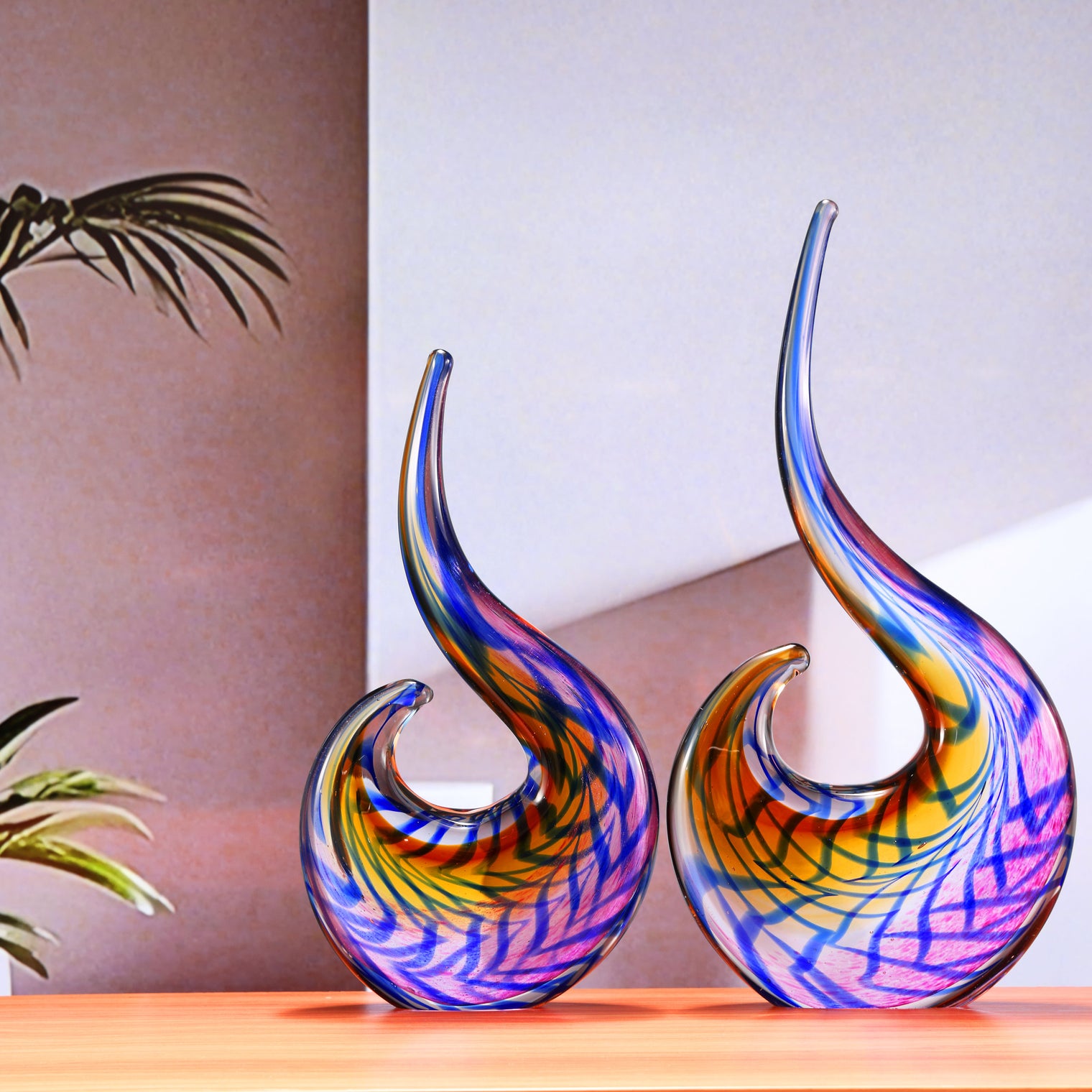 Hand Blown Abstract Sommerso Art Glass Sculpture