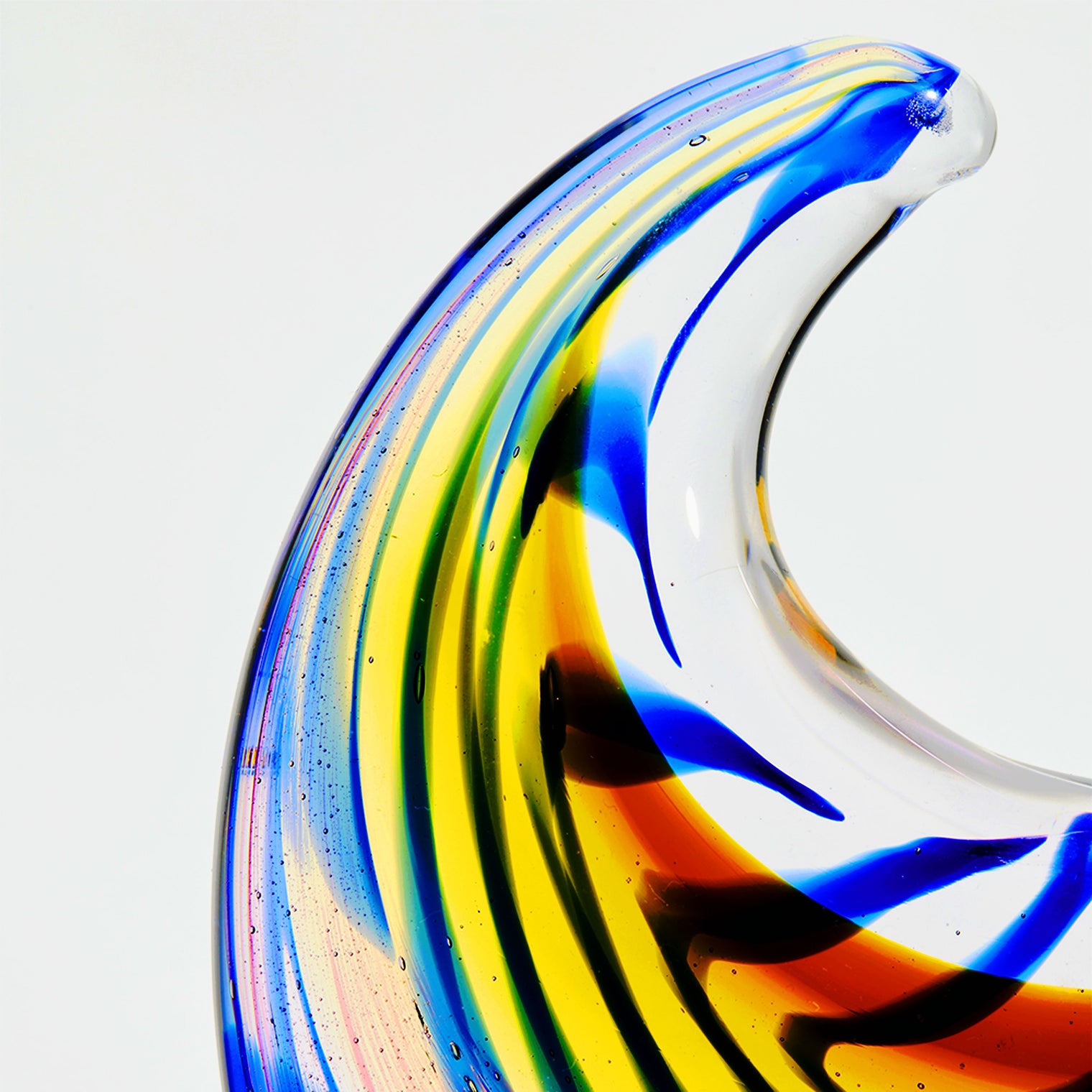 Hand Blown Abstract Sommerso Art Glass Sculpture