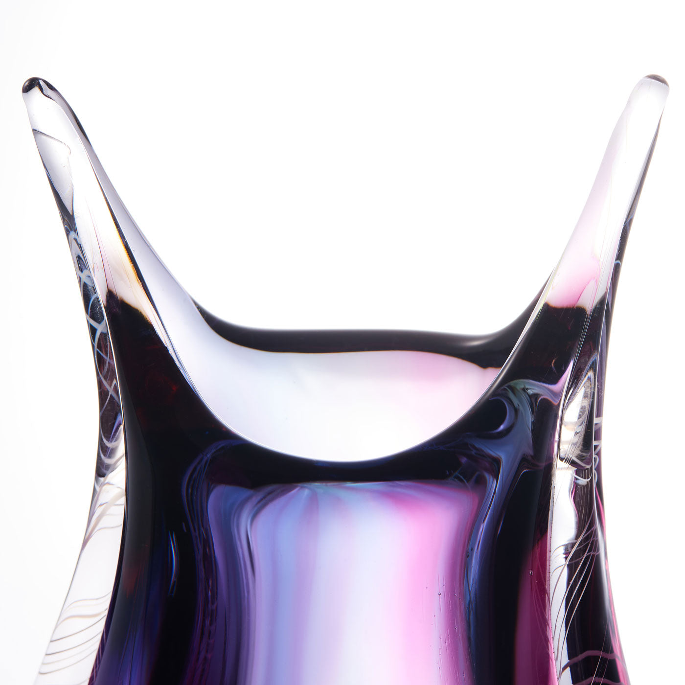 Hand Blown Sommerso Art Glass Teardrop Vase 8-10.5 inch tall
