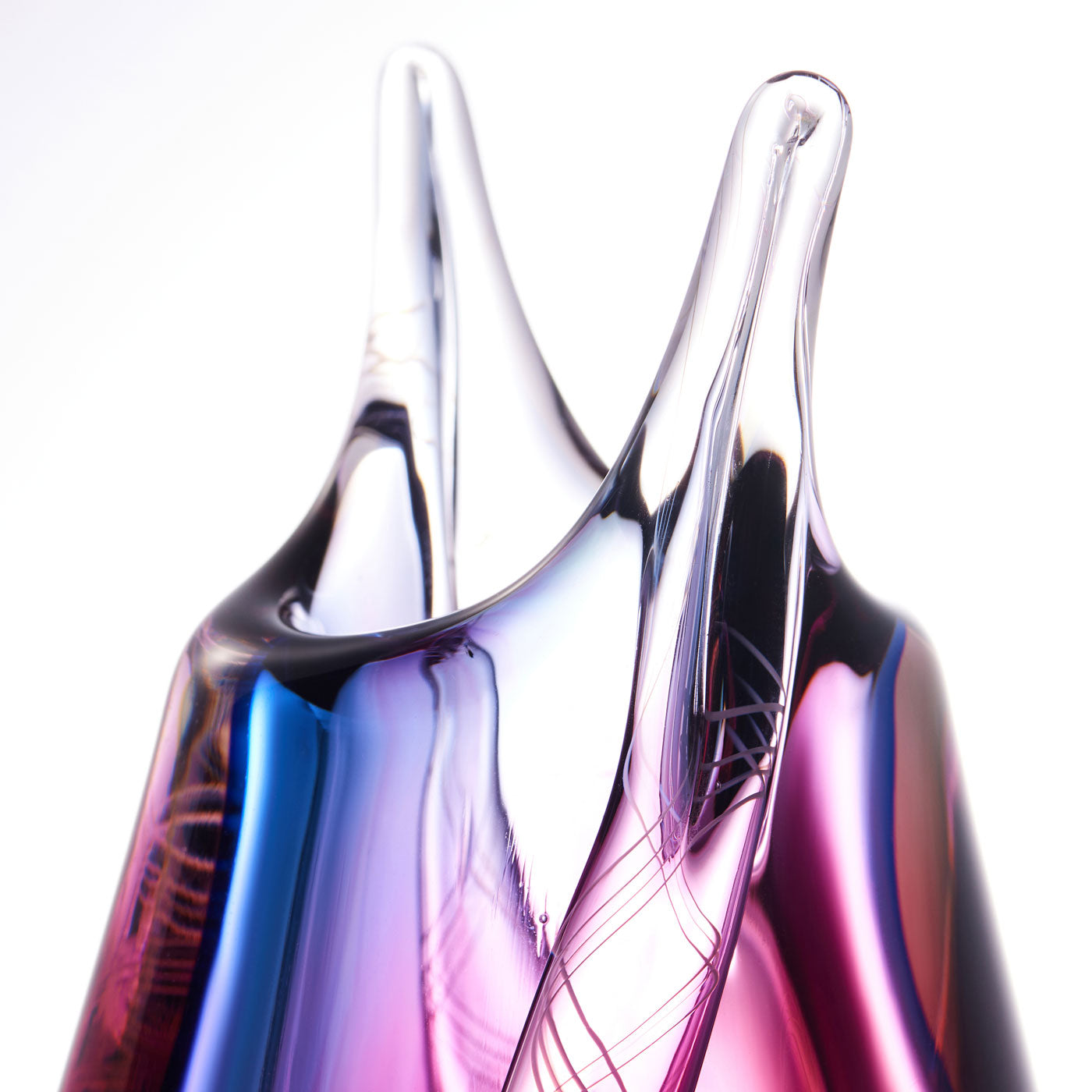 Hand Blown Sommerso Art Glass Teardrop Vase 8-10.5 inch tall