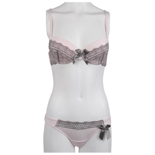 phistic Women's Lace Overlay Bra & Thong 2-Piece Set