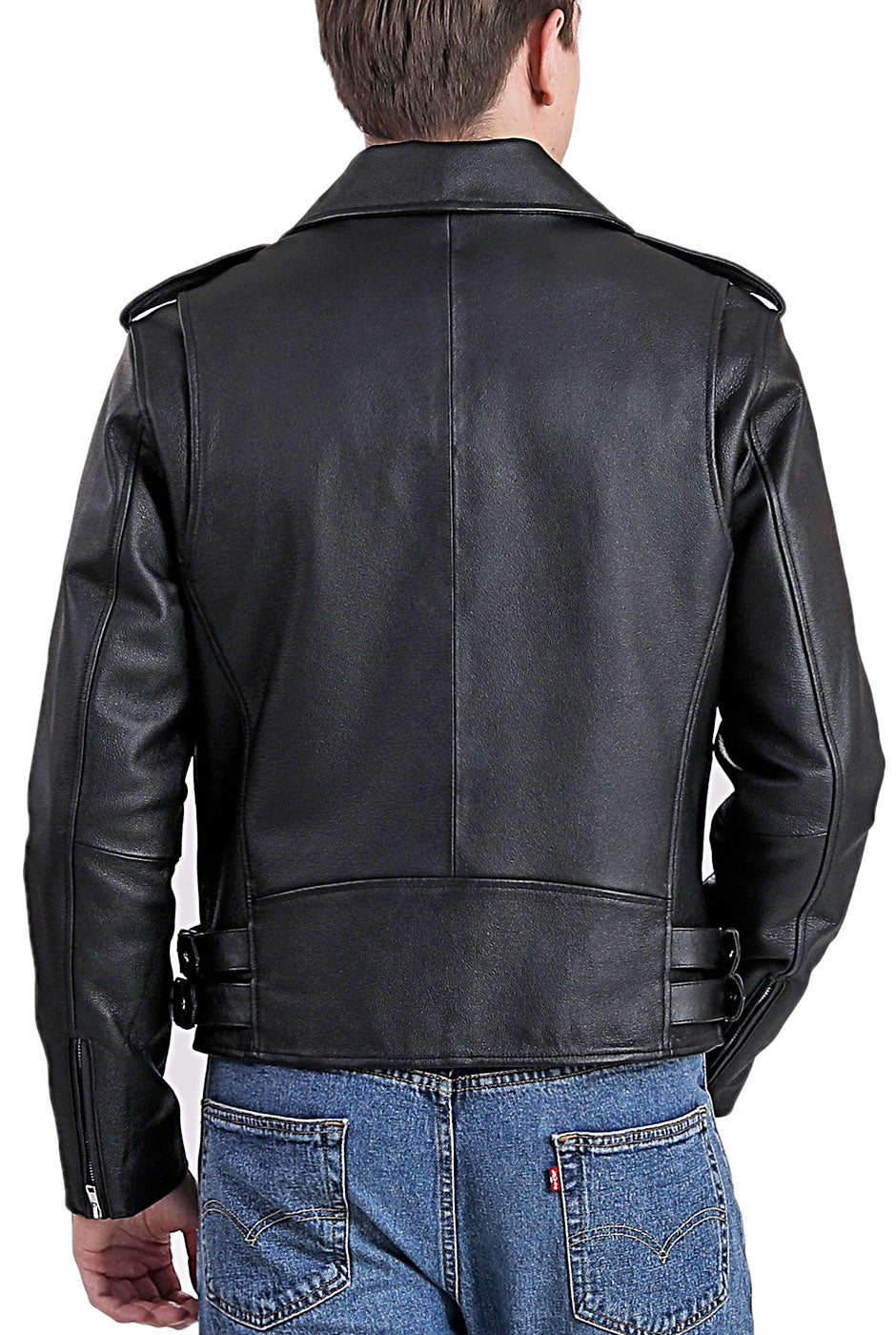BGSD Men City Cowhide Leather Motorcycle Jacket