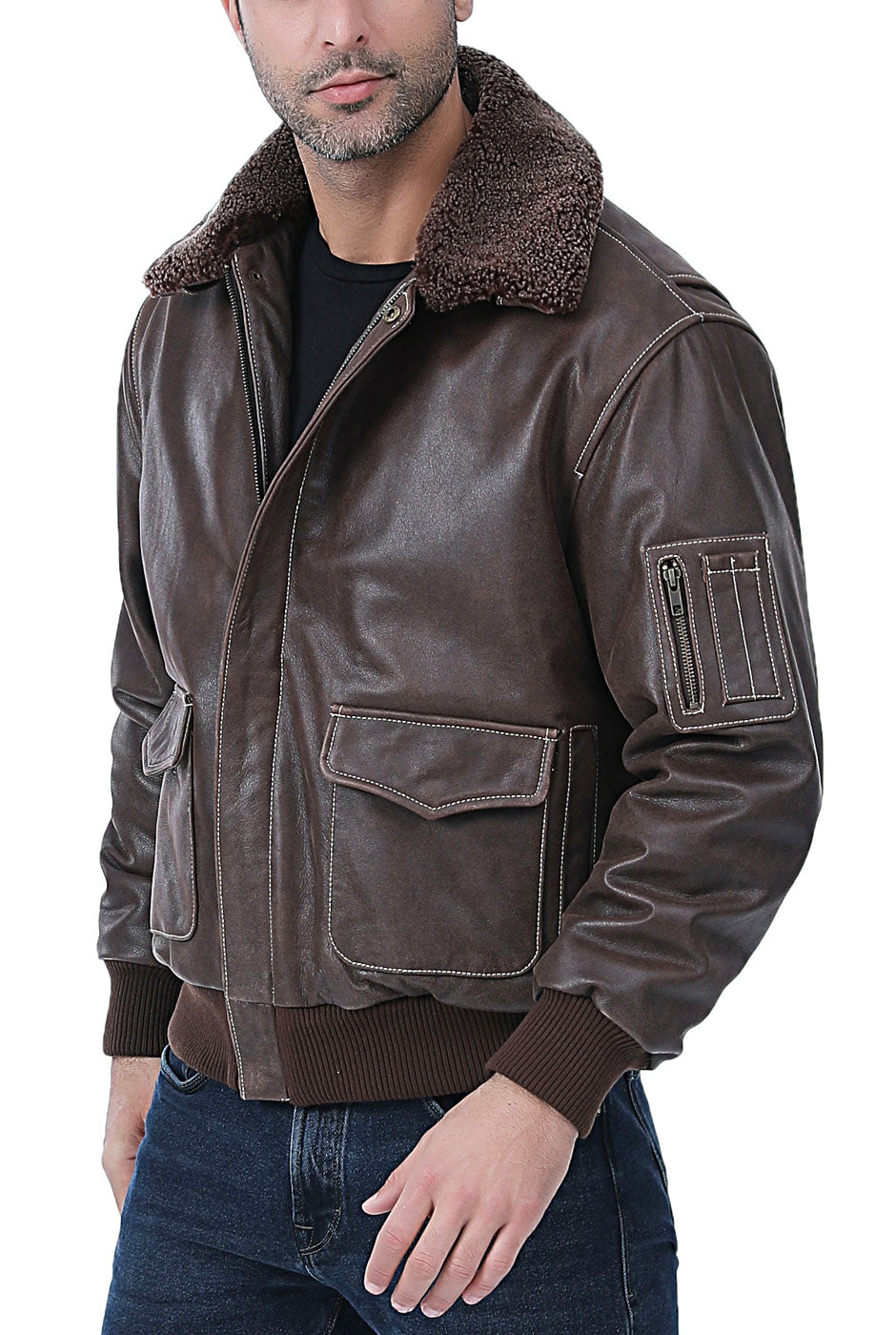 Cowhide shop bomber jacket