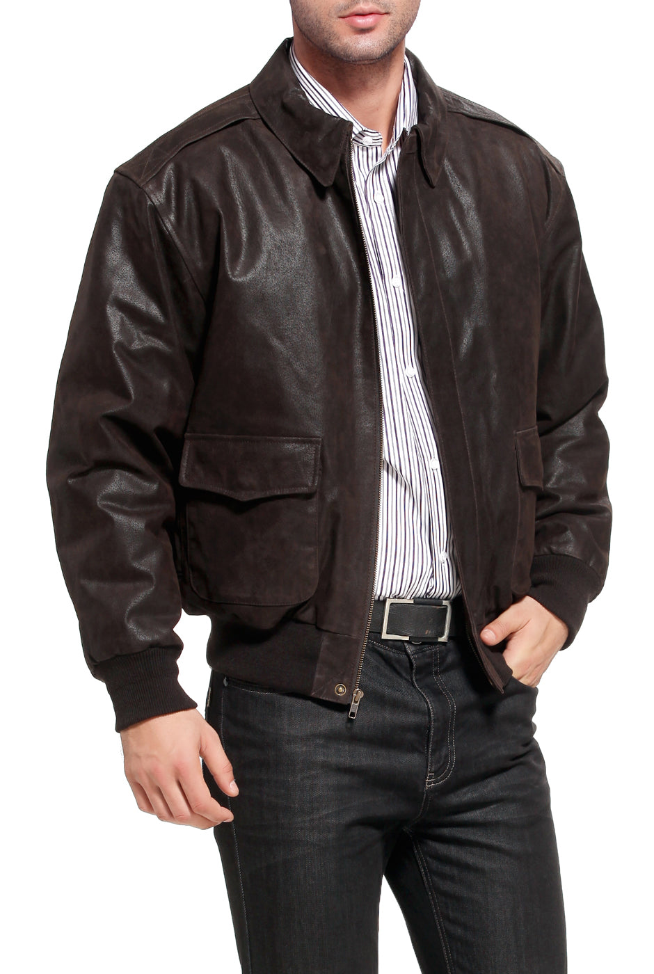 Landing Leathers Air Force Men A-2 Distressed Leather Flight Jacket