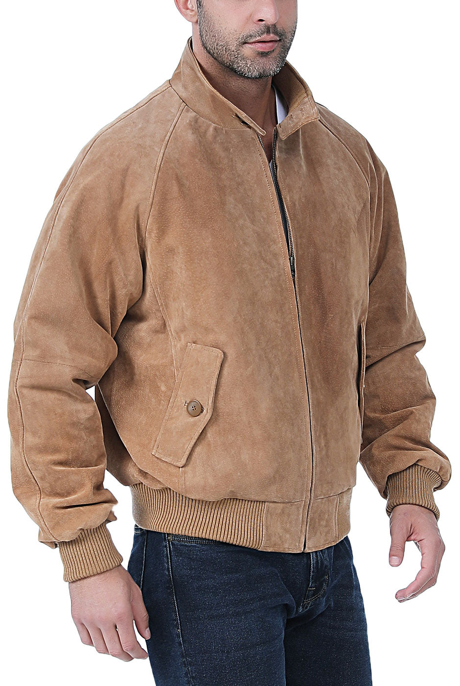 Landing Leathers Men WWII Suede Leather Bomber Jacket