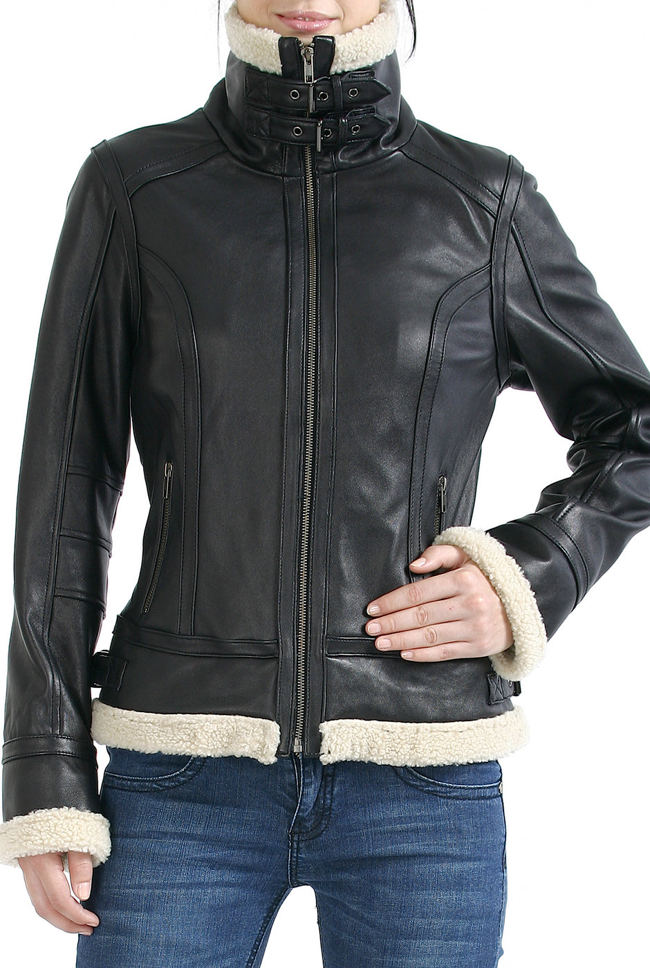BGSD Women Brittany New Zealand Lambskin Leather Jacket