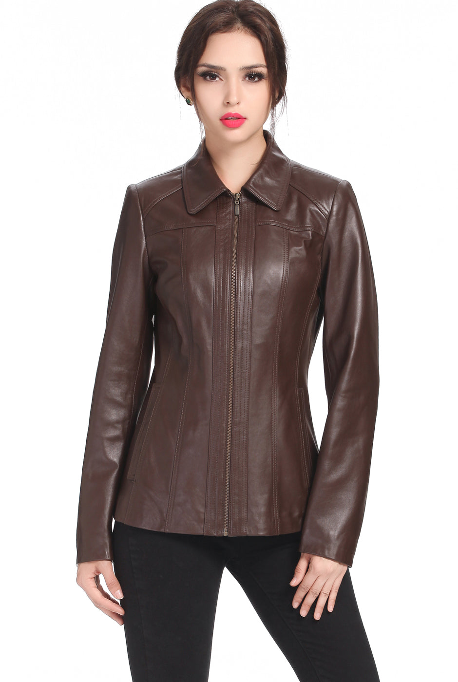 BGSD Women Ellen New Zealand Lambskin Leather Jacket