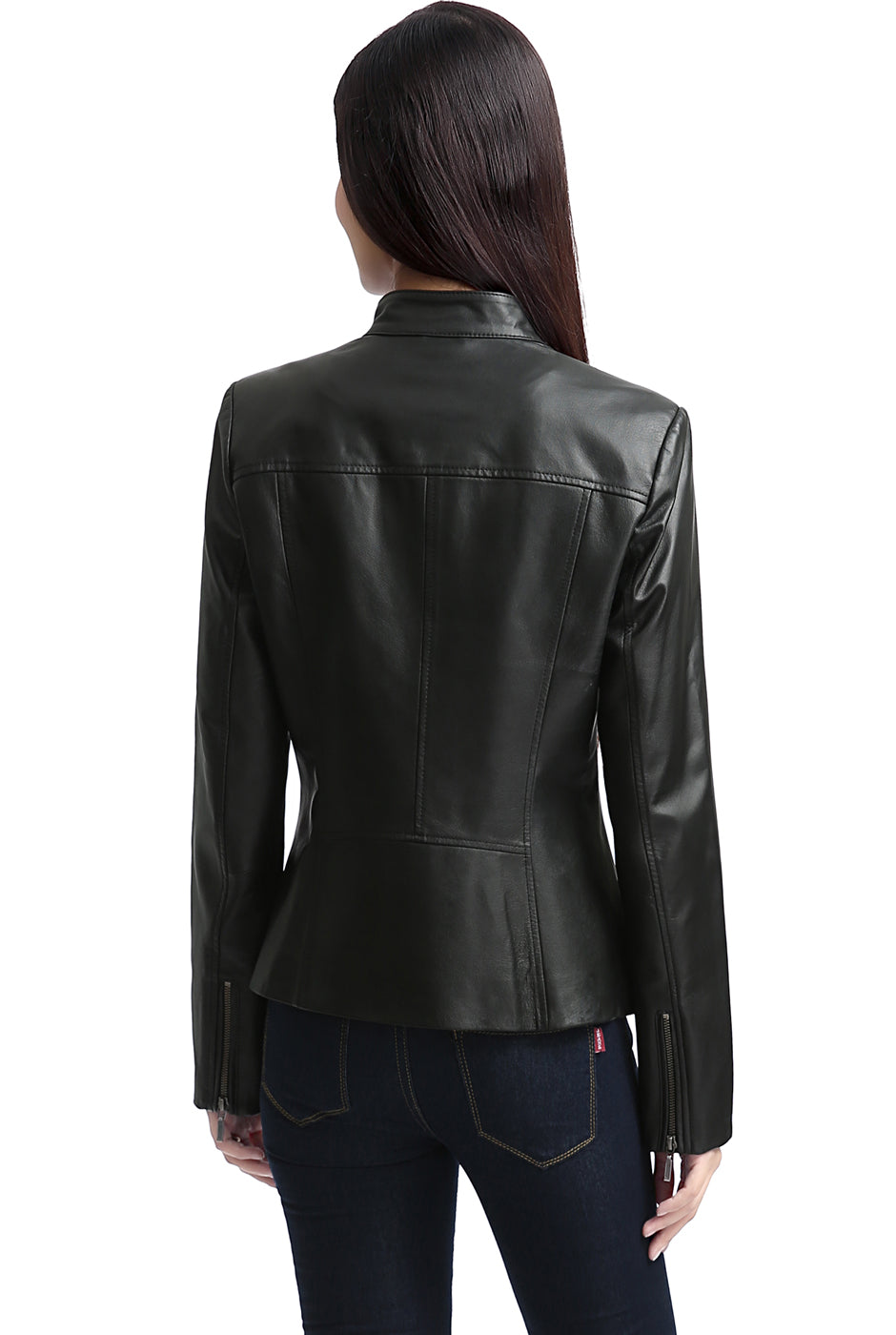 BGSD Women Mila Zip Front Lambskin Leather Jacket