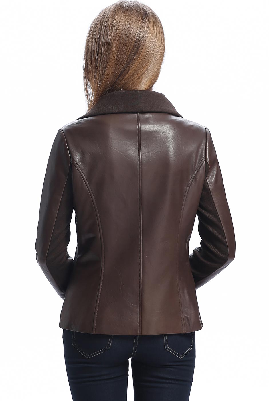 BGSD Women Lily Lambskin Leather Drape Jacket