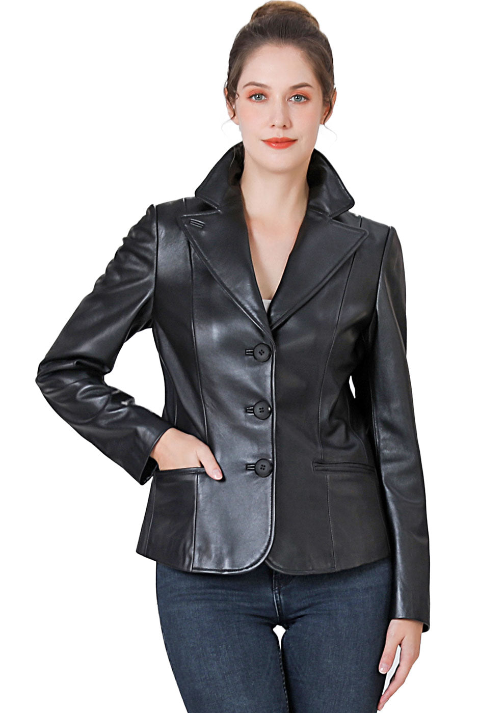 BGSD Women Nala Lambskin Leather Blazer Jacket