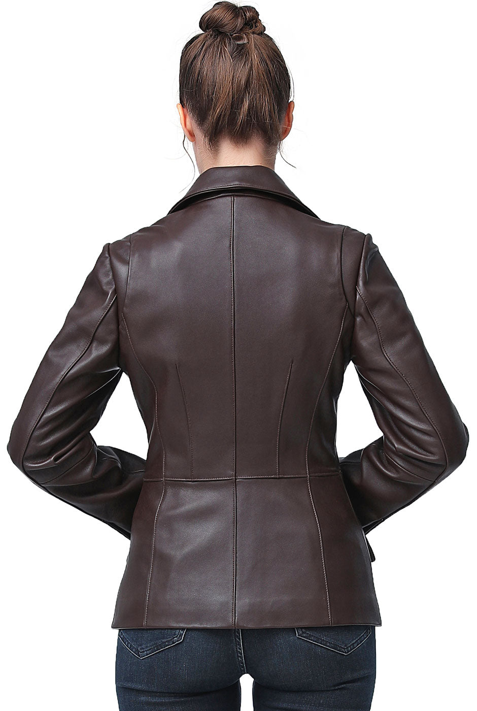 BGSD Women Emma 3-Button New Zealand Lambskin Leather Blazer