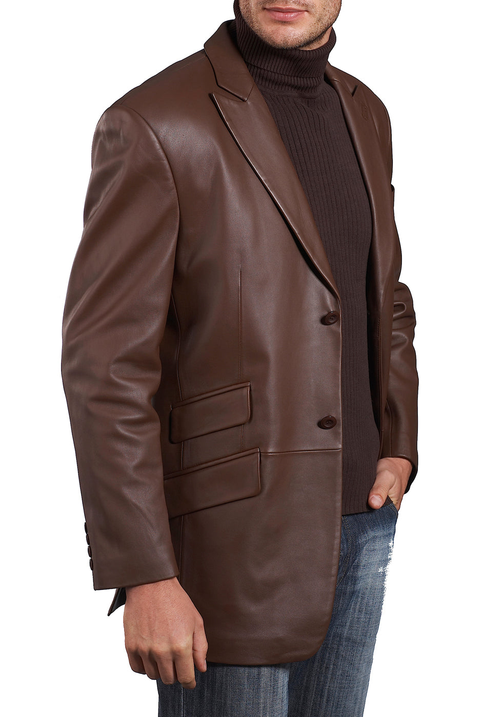 BGSD Men Noah Two-Button Lambskin Leather Blazer – Luxury Lane