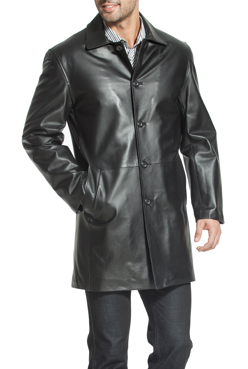bgsd mens peter three quarter leather coat