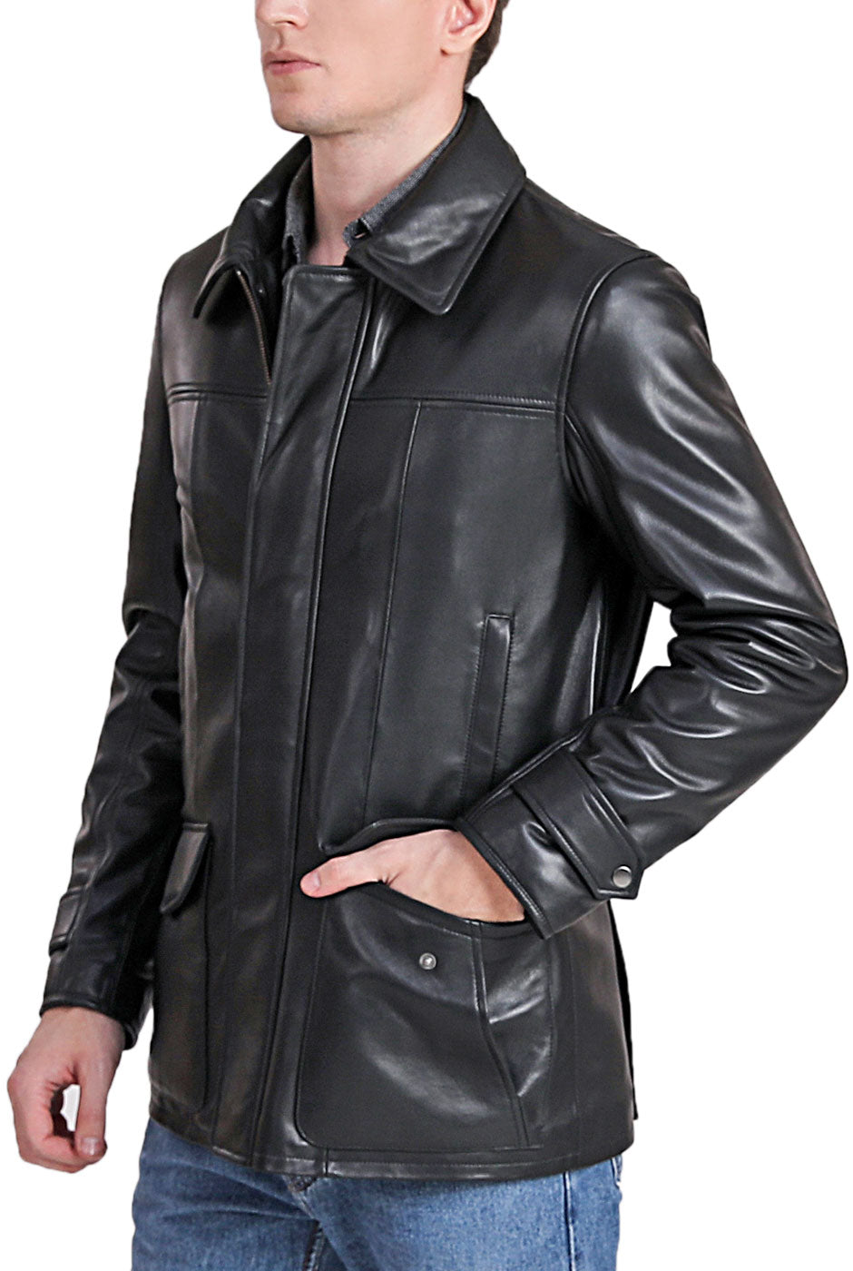 BGSD Men Hunter Lambskin Leather Coat