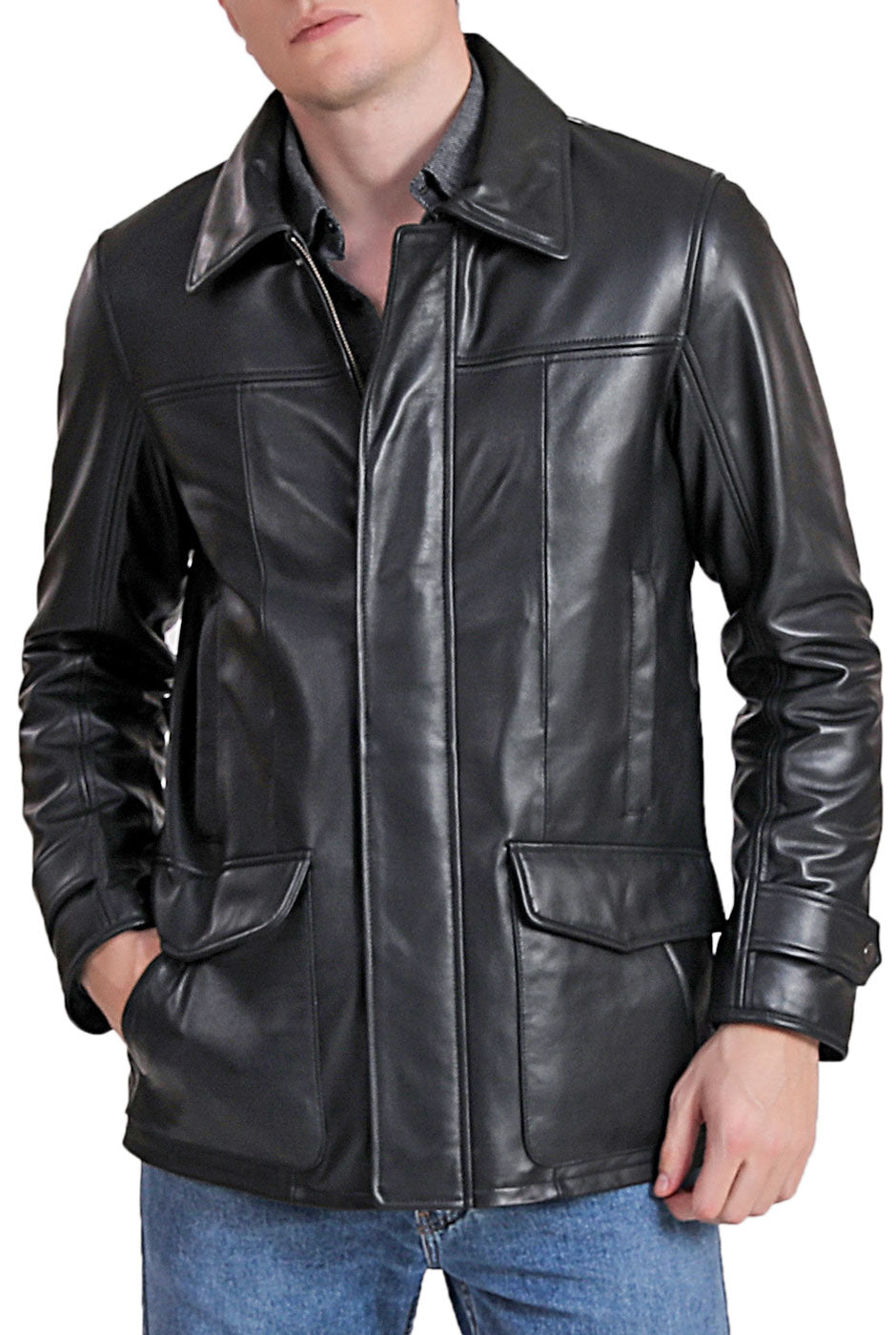 BGSD Men Hunter Lambskin Leather Coat