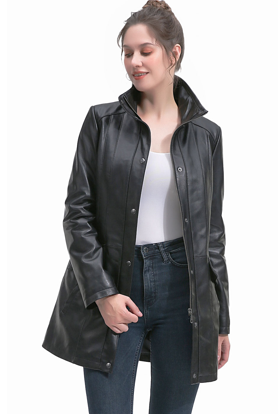 BGSD Women Rachel New Zealand Lambskin Leather Coat