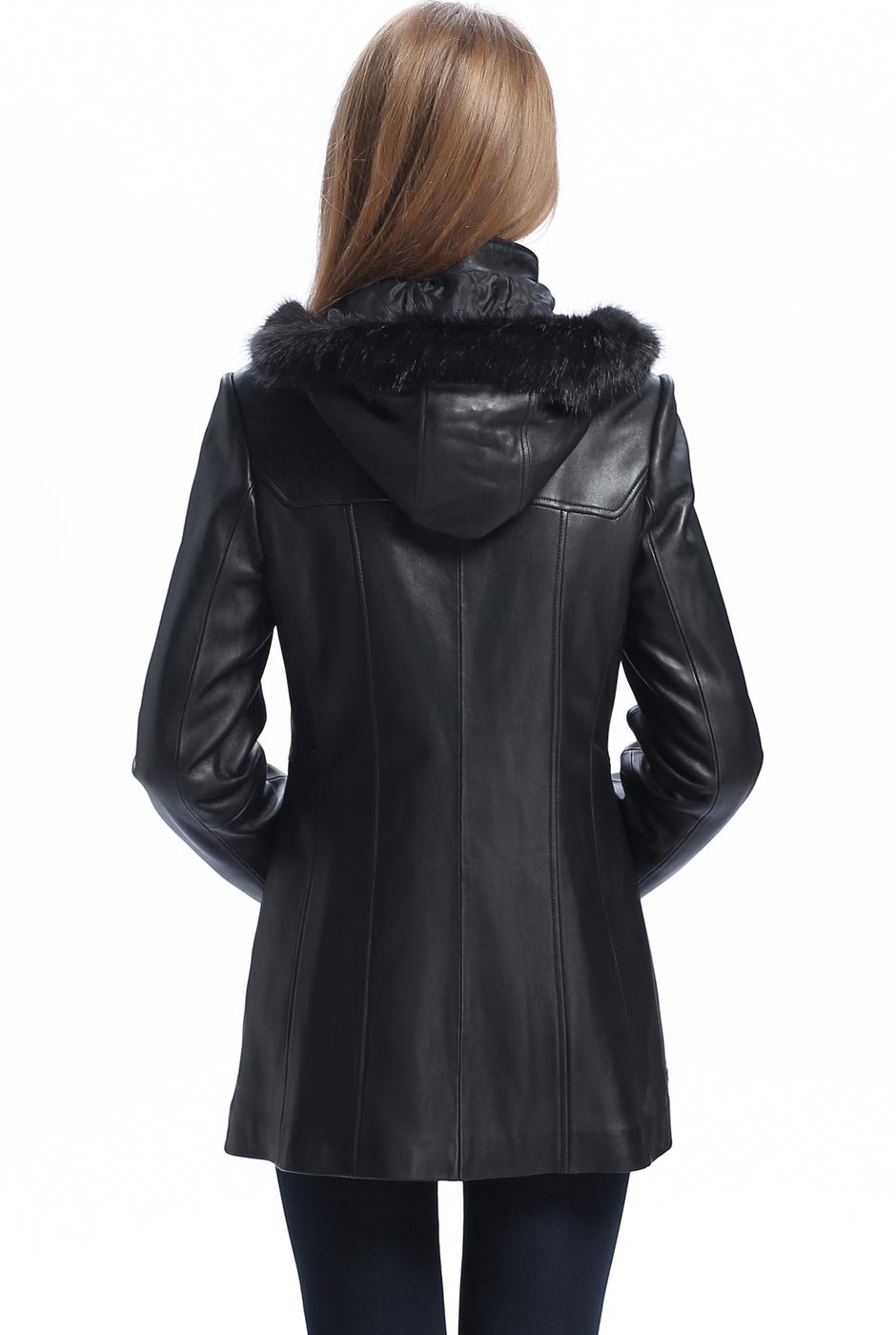 BGSD Women Amanda New Zealand Lambskin Leather Toggle Coat