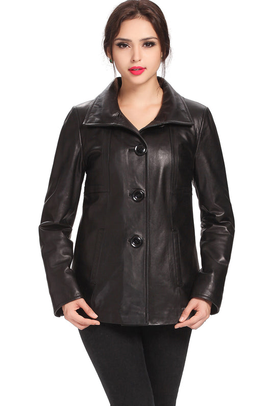 BGSD Women Evelyn Wing Collar Lambskin Leather Jacket