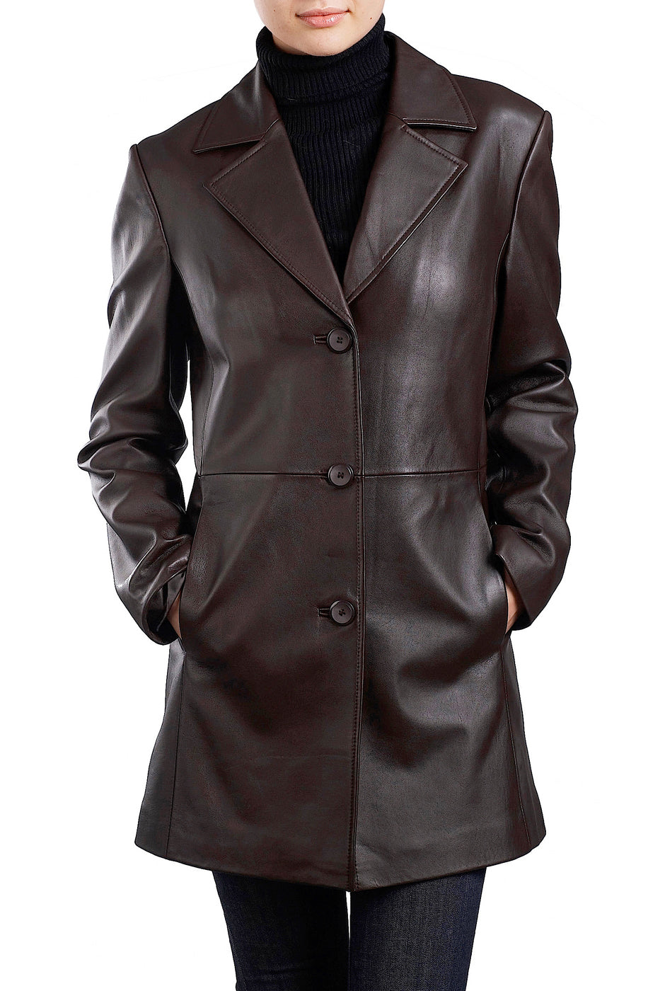 bgsd womens danielle new zealand lambskin leather walking coat 1