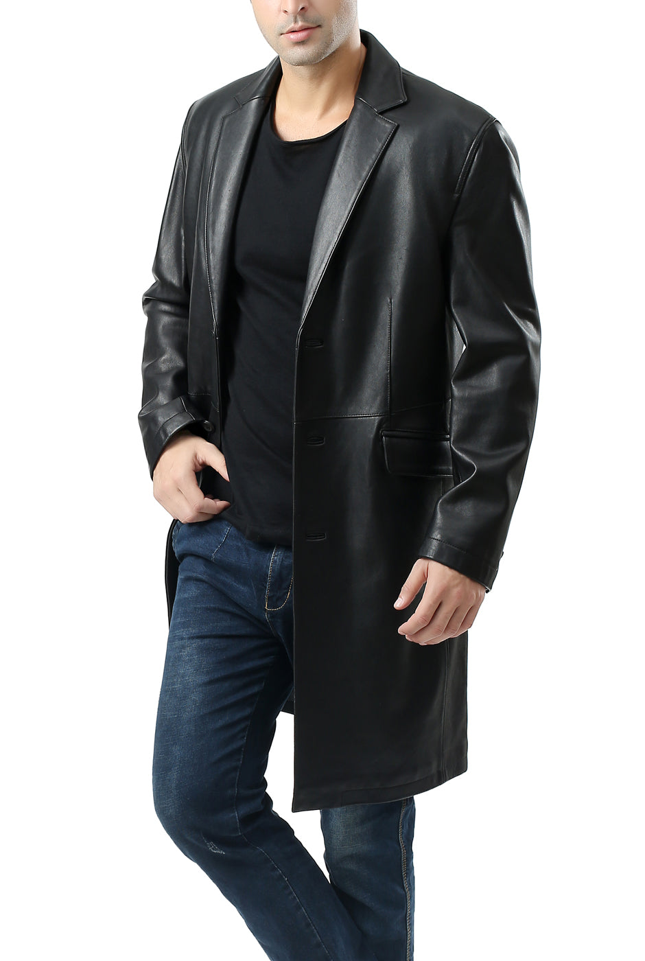 BGSD Men New Zealand Lambskin Leather Long Coat – Luxury Lane
