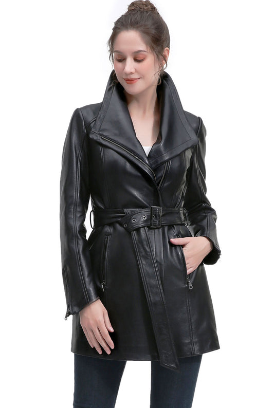 BGSD Women Patsy Lambskin Leather Coat
