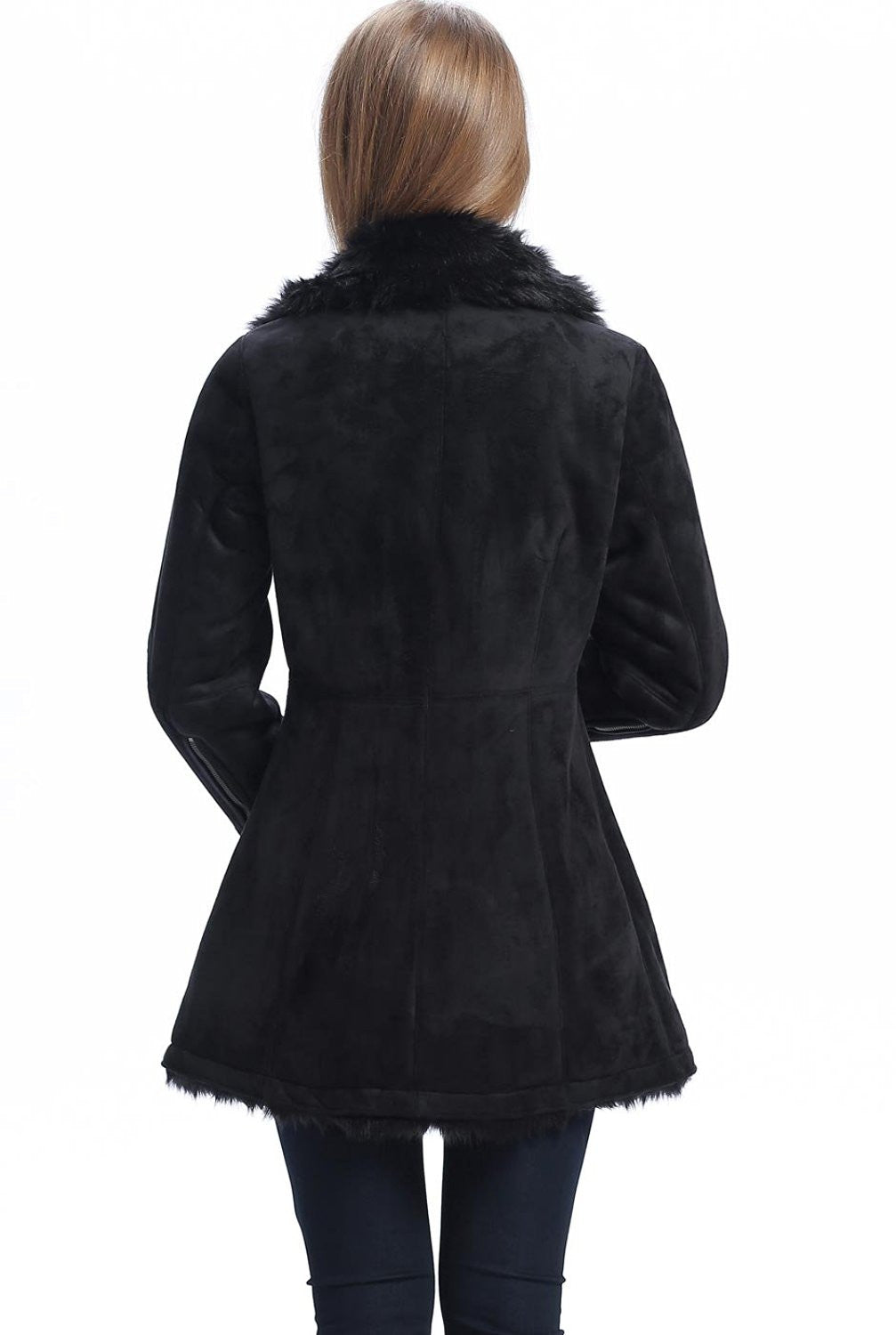 BGSD Women's "Zara" Zip Front Faux Shearling Coat