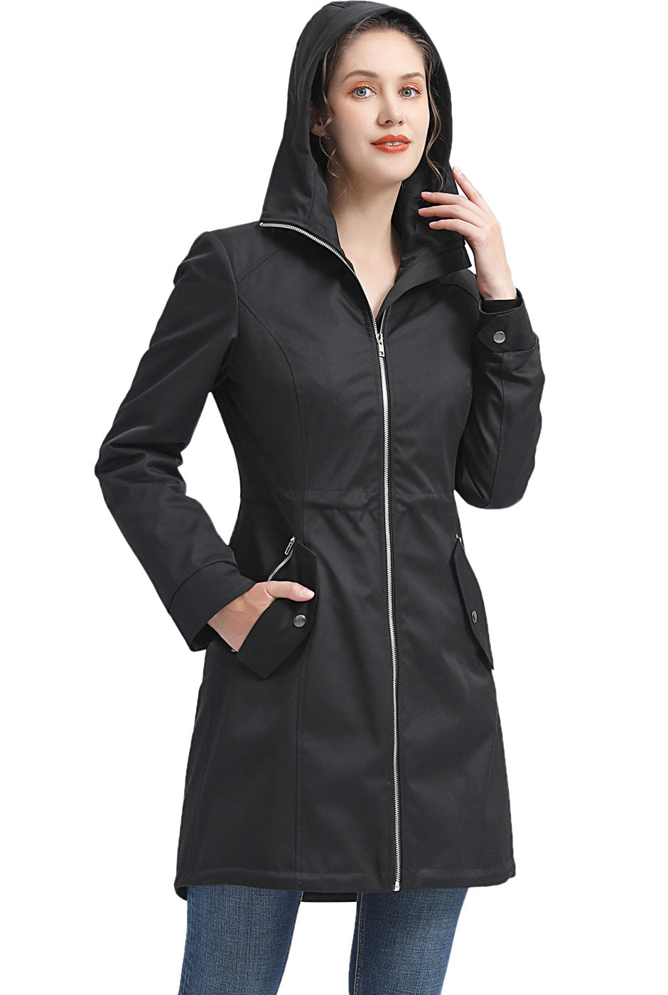BGSD Women Zip-Out Lined Hooded Raincoat