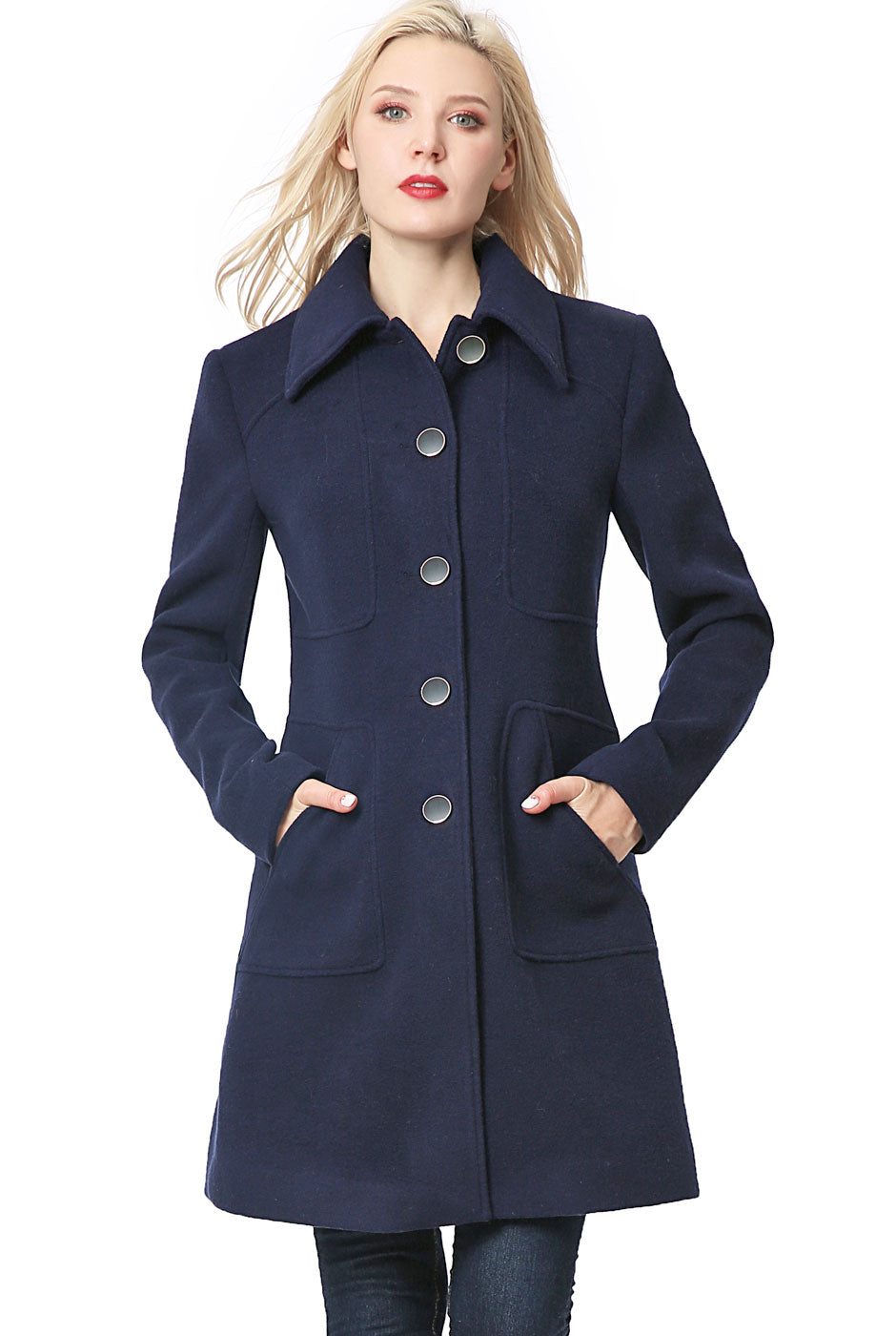 Petite navy wool coat hotsell