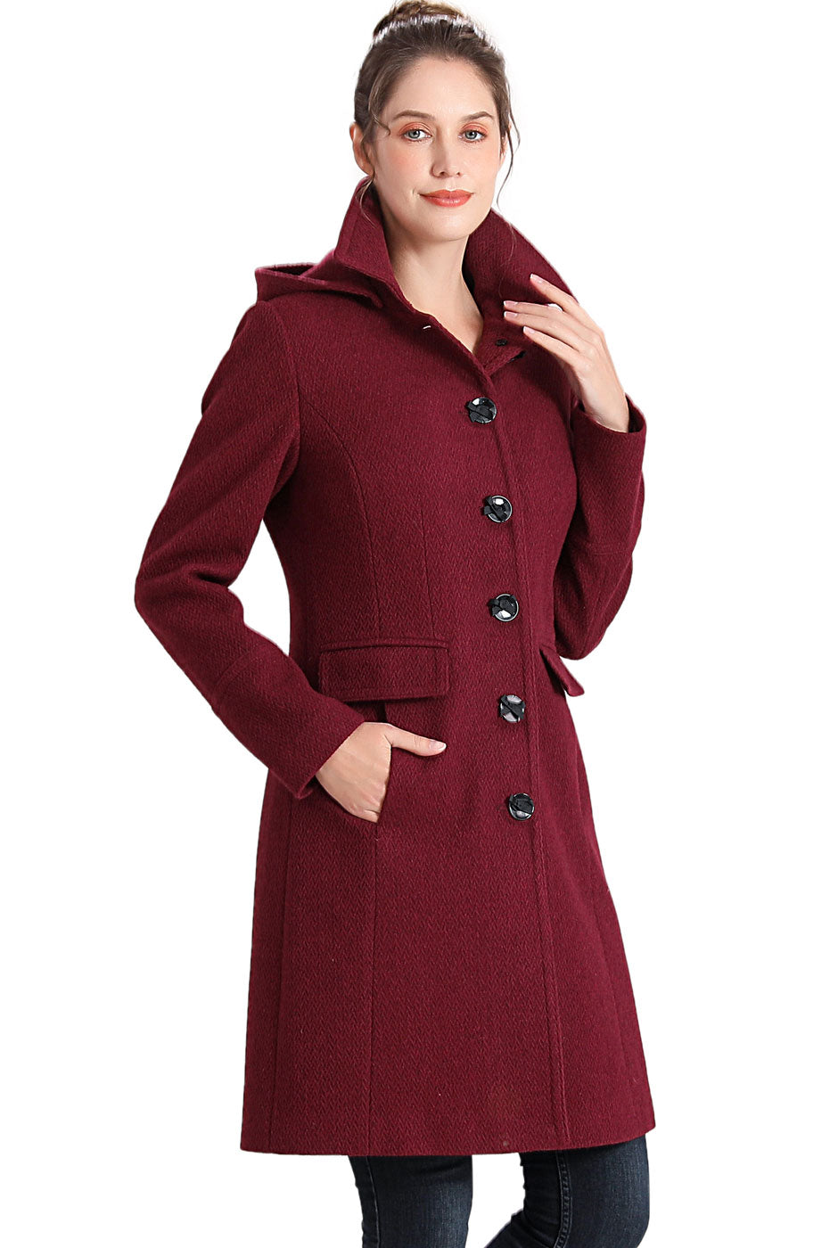 BGSD Women Mea Wool Walker Coat X Small Rosewood
