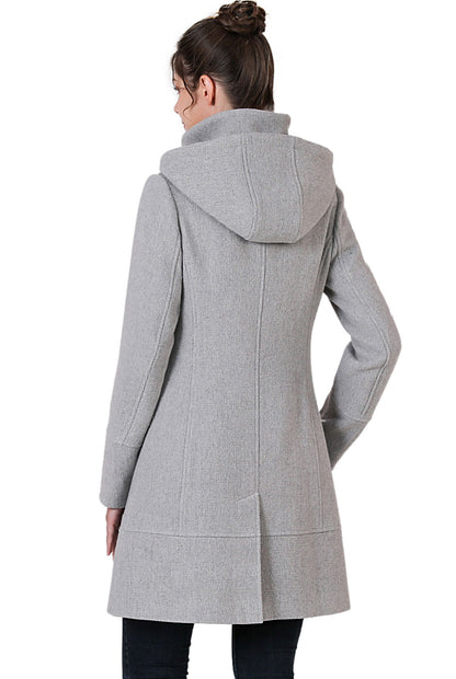 BGSD Women Meg Asymmetric Zipper Wool Coat