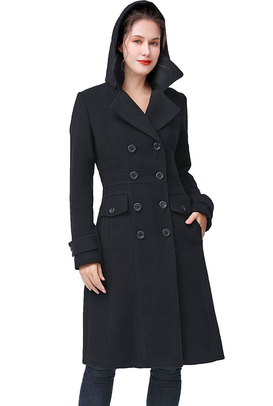 Long black deals pea coat