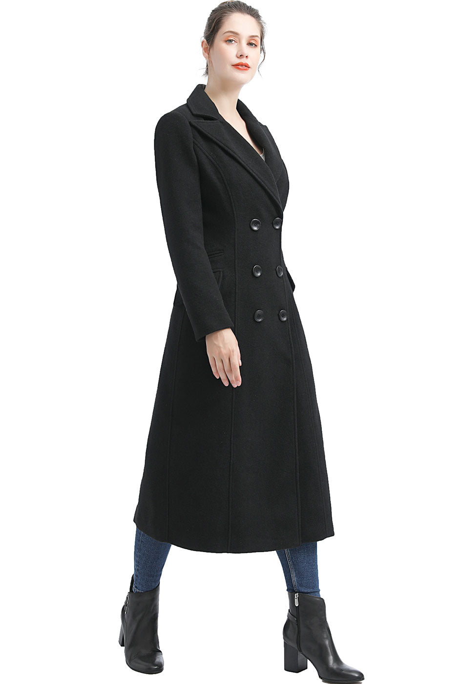 BGSD Women Fay Full Length Long Wool Pea Coat