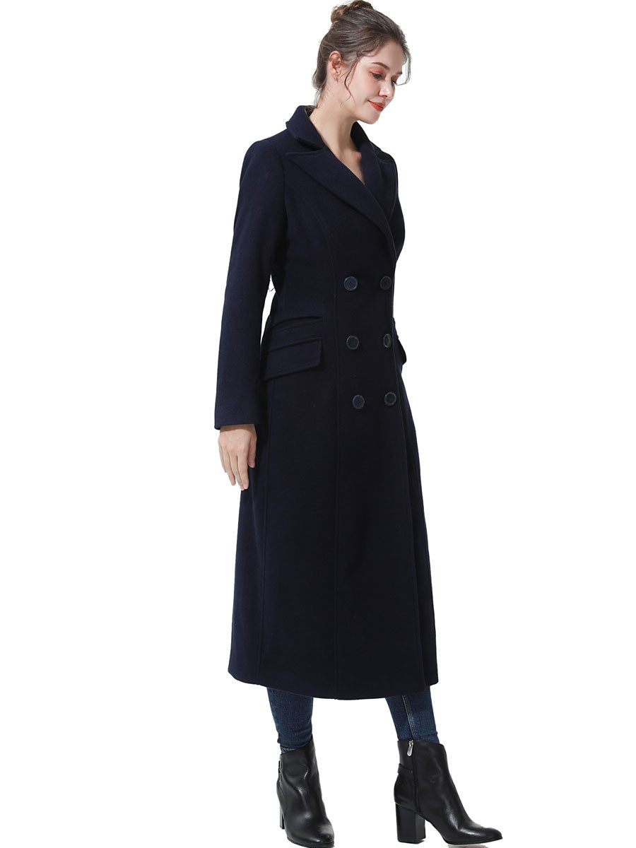BGSD Women Fay Full Length Long Wool Pea Coat