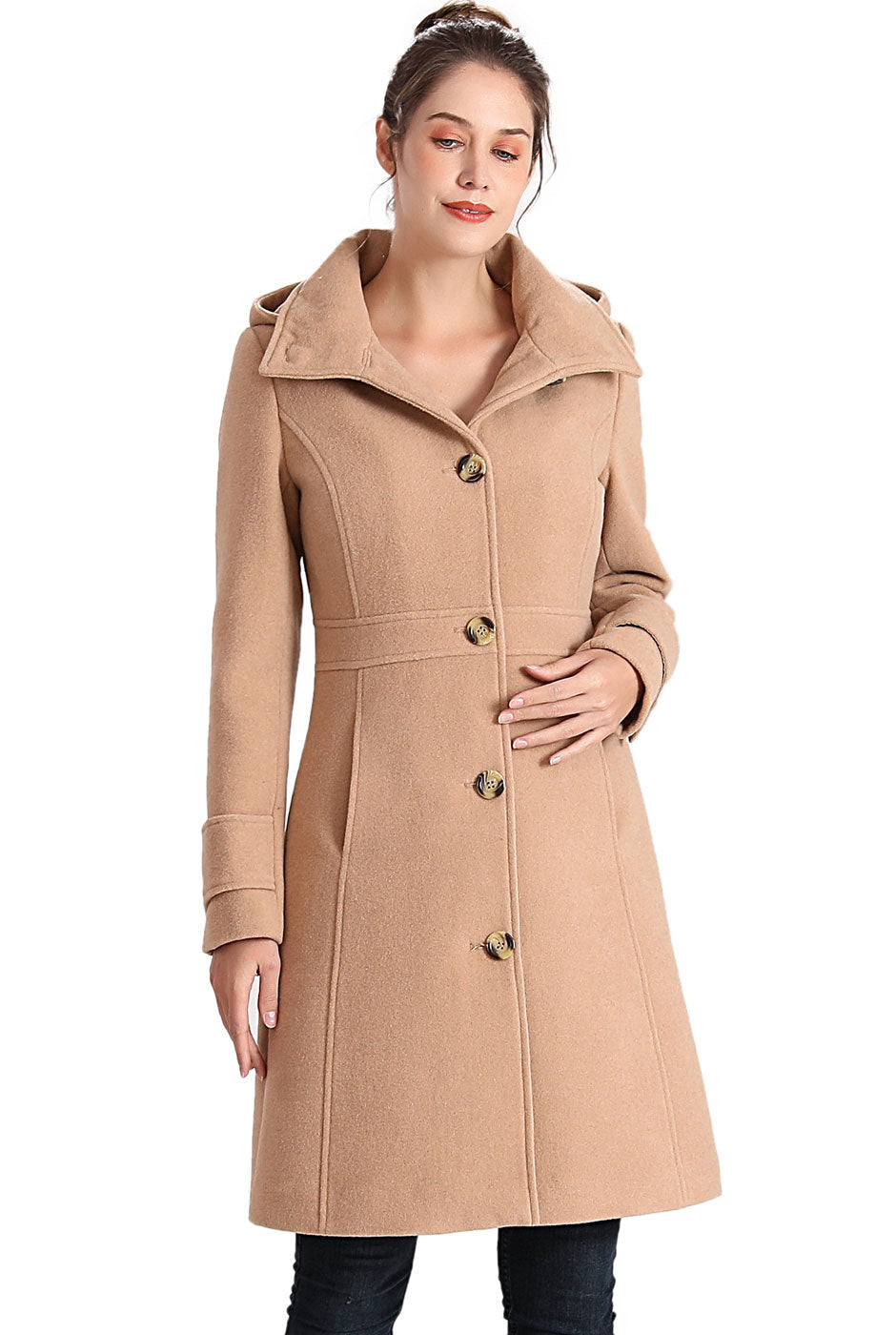 BGSD Women Jem Stand Collar Wool Coat Luxury Lane