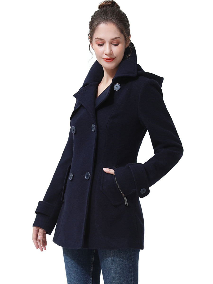 Womens navy coat with hood sales