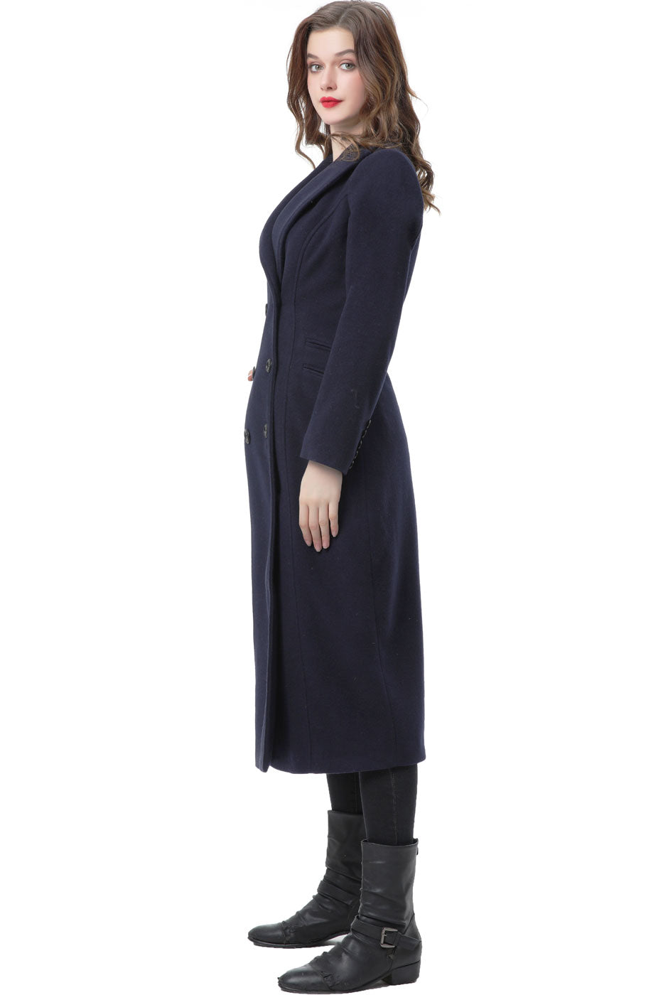 BGSD Women Vivian Double Breasted Wool Long Coat