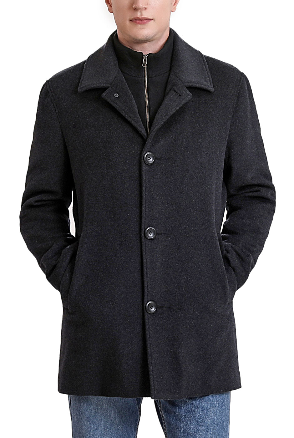 Landing Leathers Men Paul Cashmere Wool Blend Car Coat with Removable Luxury Lane