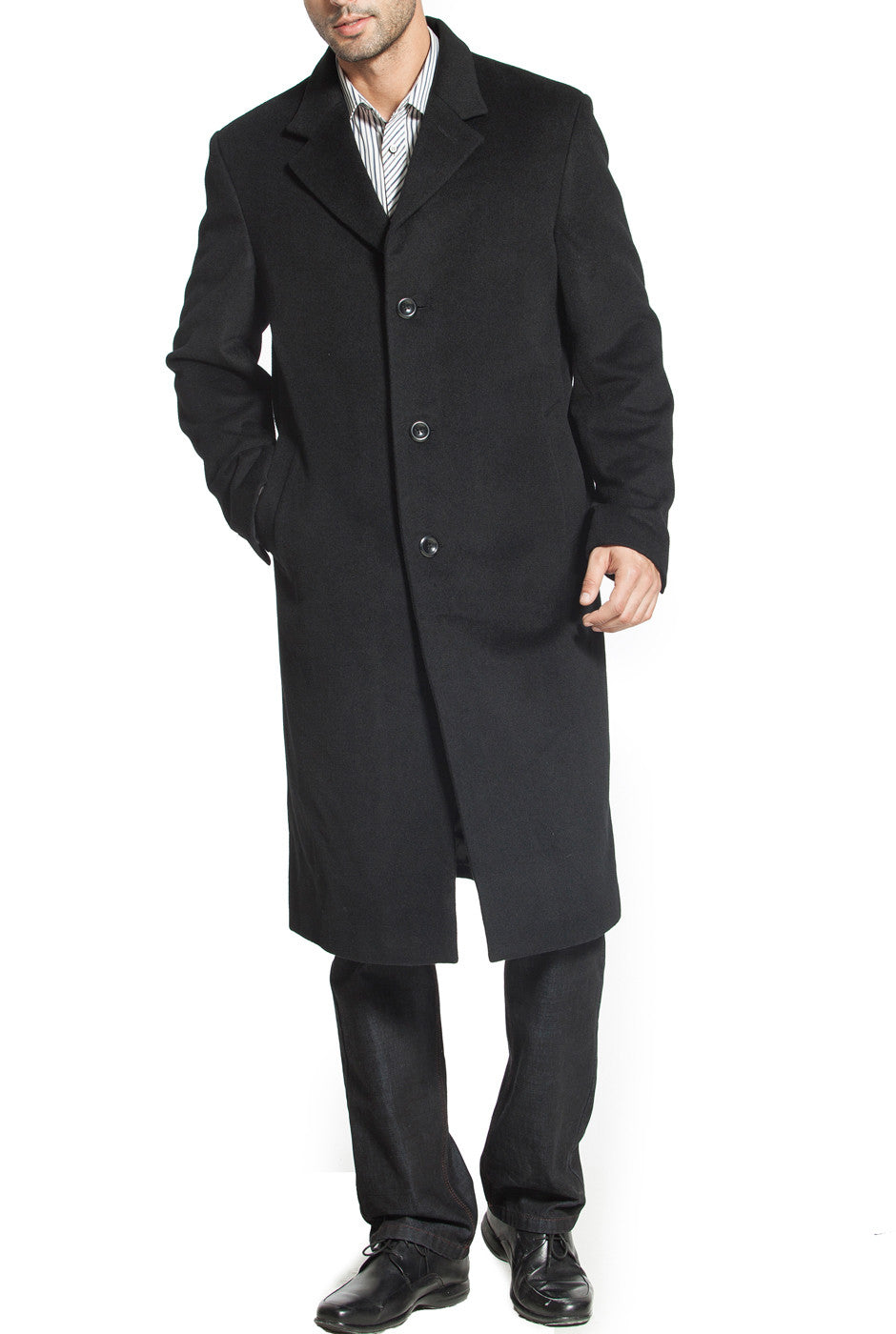 Long black online wool coat mens